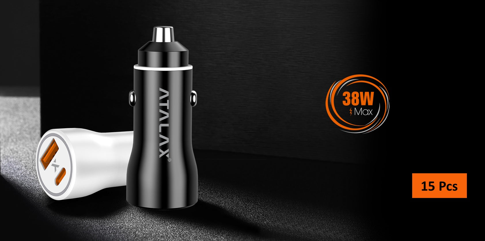 ATALAX SURGEMAX C8 38W PD/USB FAST CAR ADAPTER (15 PIECES ) WHITE