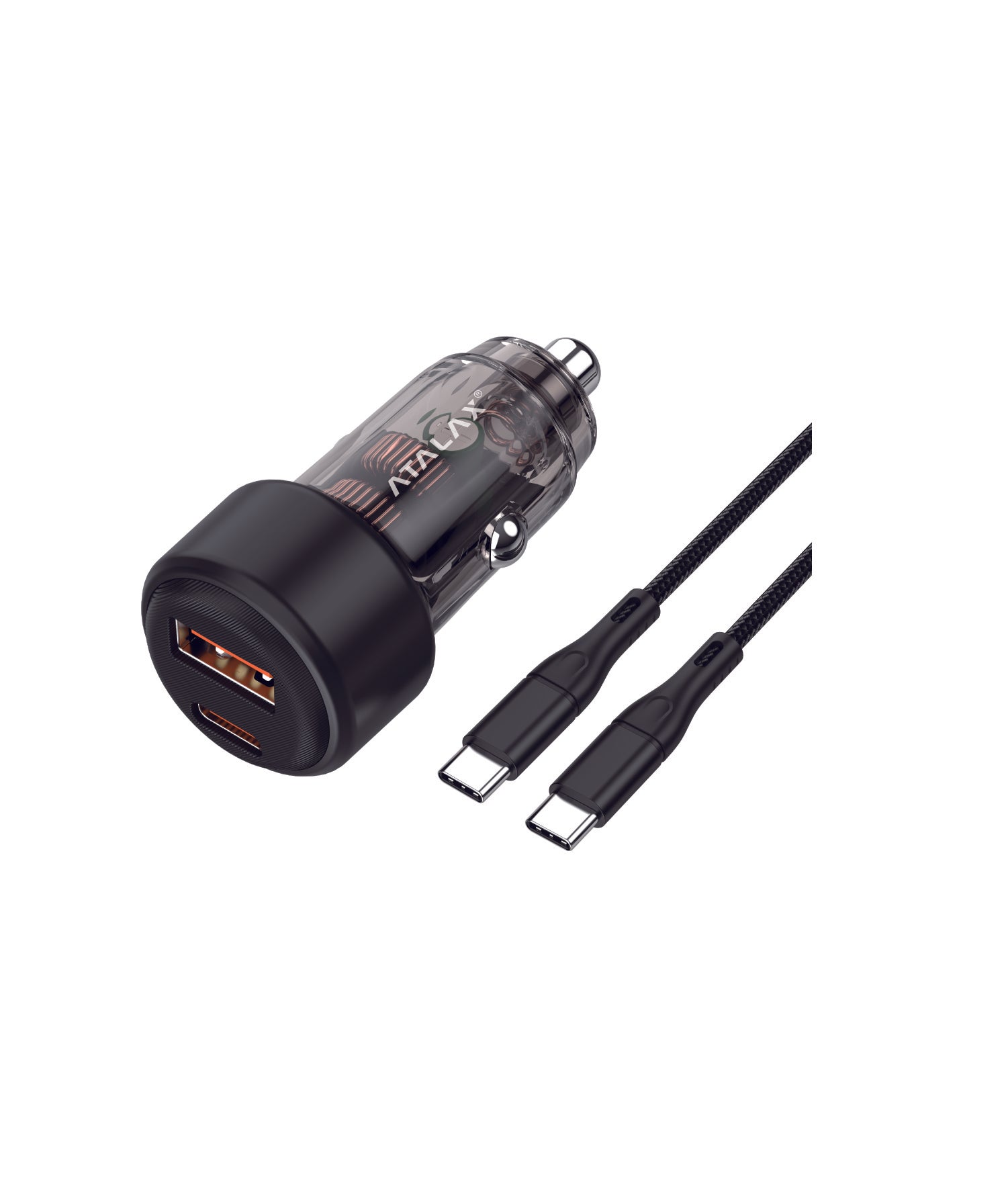ATALAX SURGEMAX C9 65W PD/USB CAR CHARGER TYPE-C 3FT BLACK