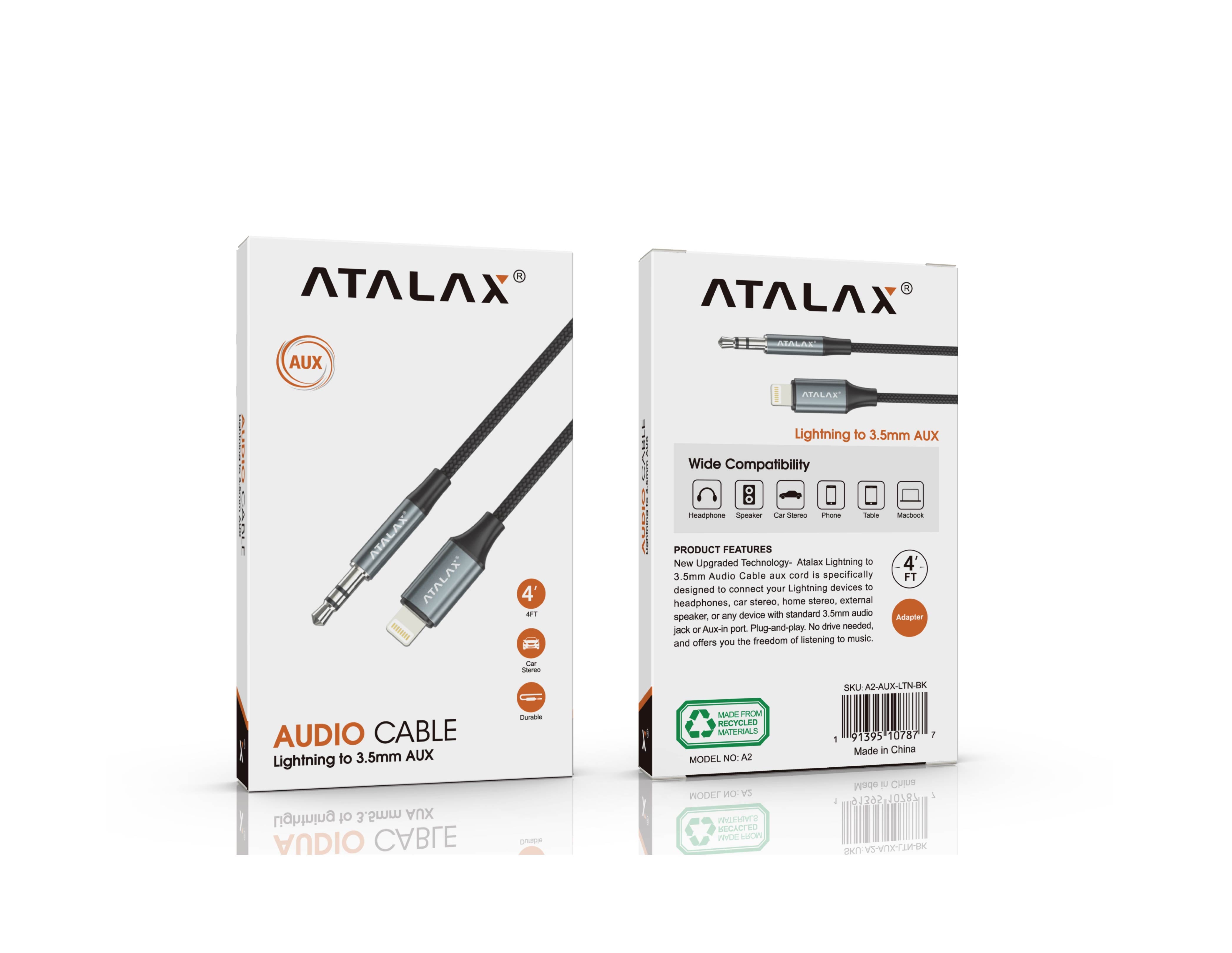 ATALAX A2 AUXILIARY 3.5 MM TO LIGHTNING 4FT
