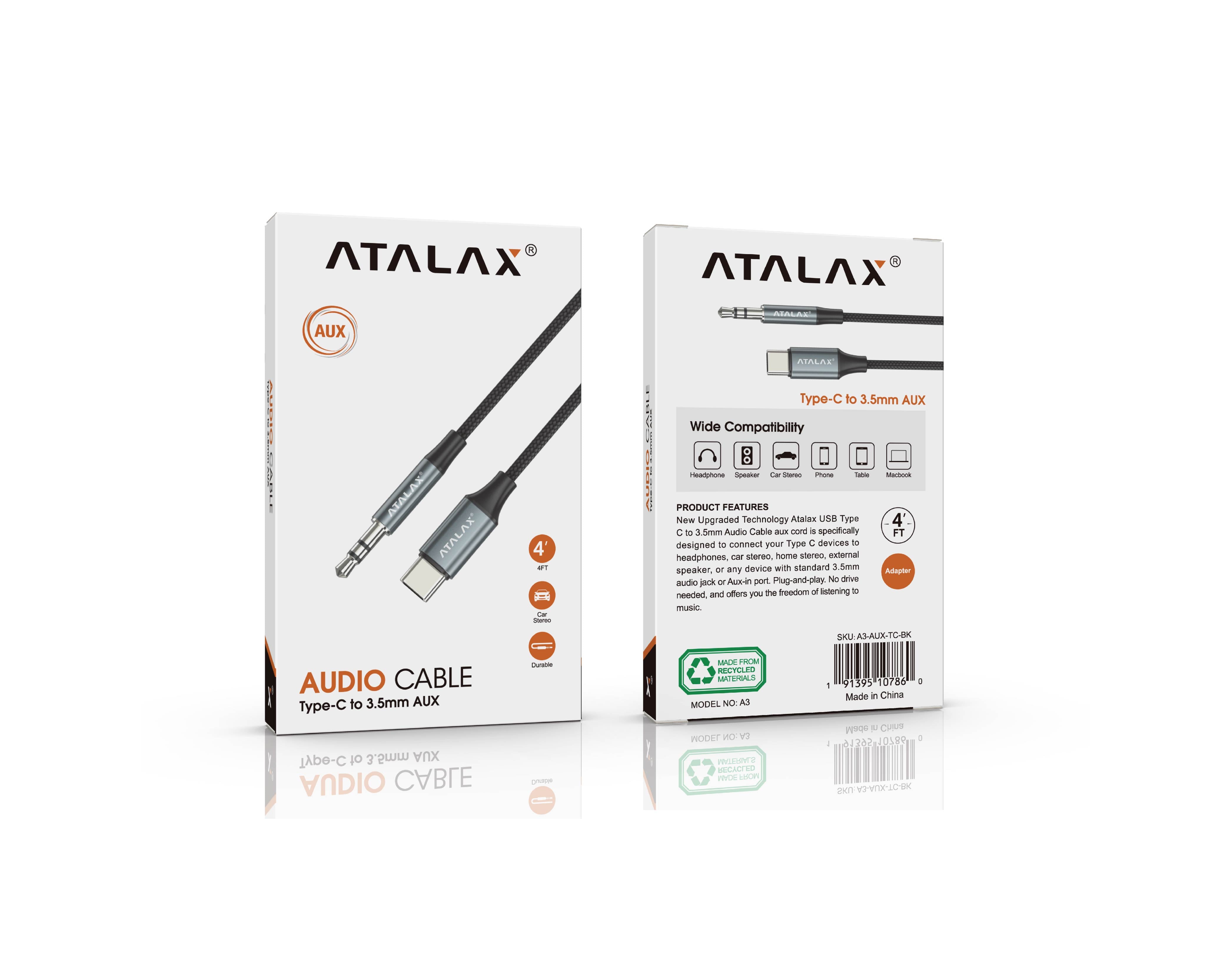 ATALAX A3 AUXILIARY 3.5 MM TO TYPE-C 4FT