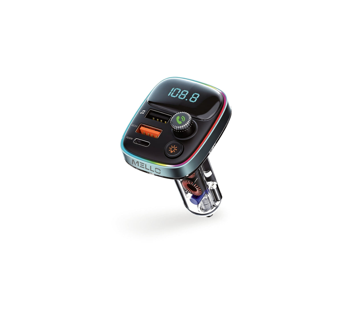 MELLO SURGEMAX F8 DUAL USB/PD FM TRANSMITTER BLACK