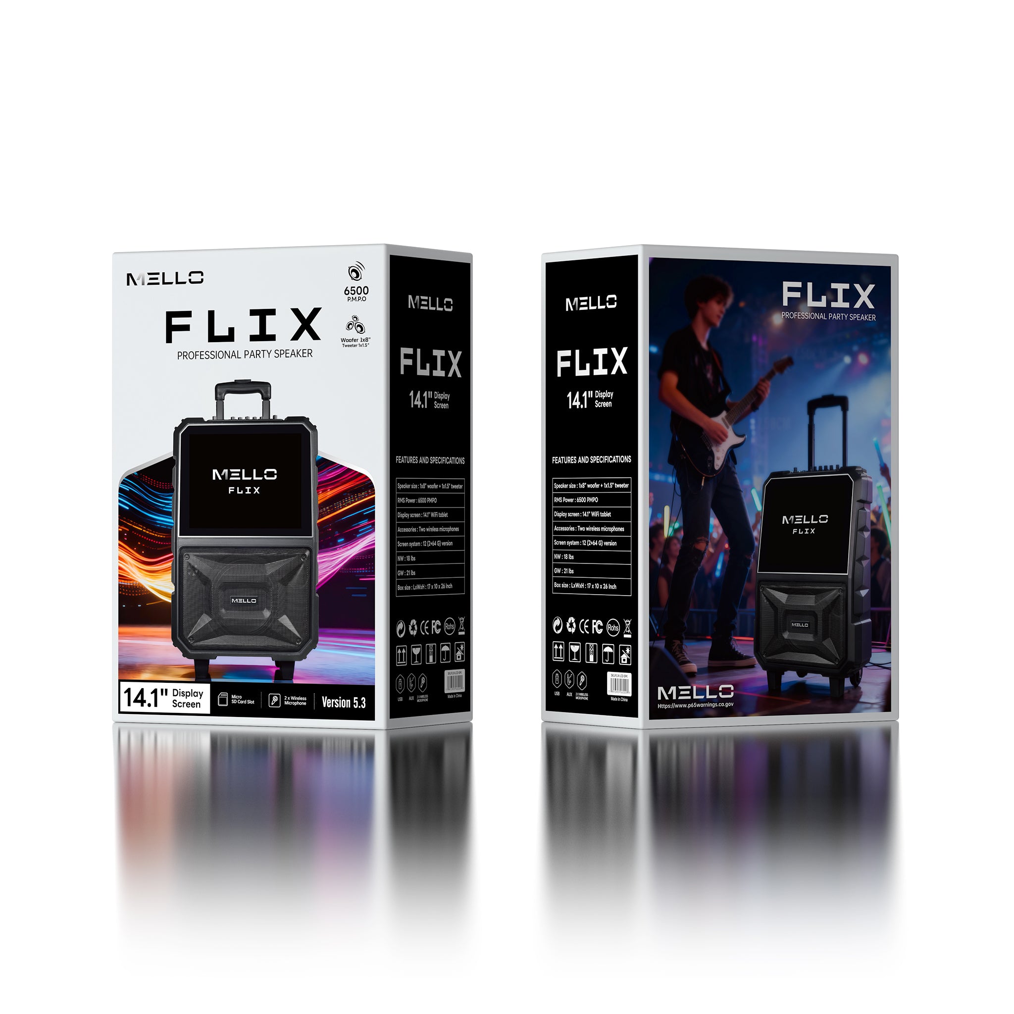 MELLO FLIX 1 X 8" INCH 6500 WATTS WITH 14.1" WIFI TOUCH SCREEN SPEAKER