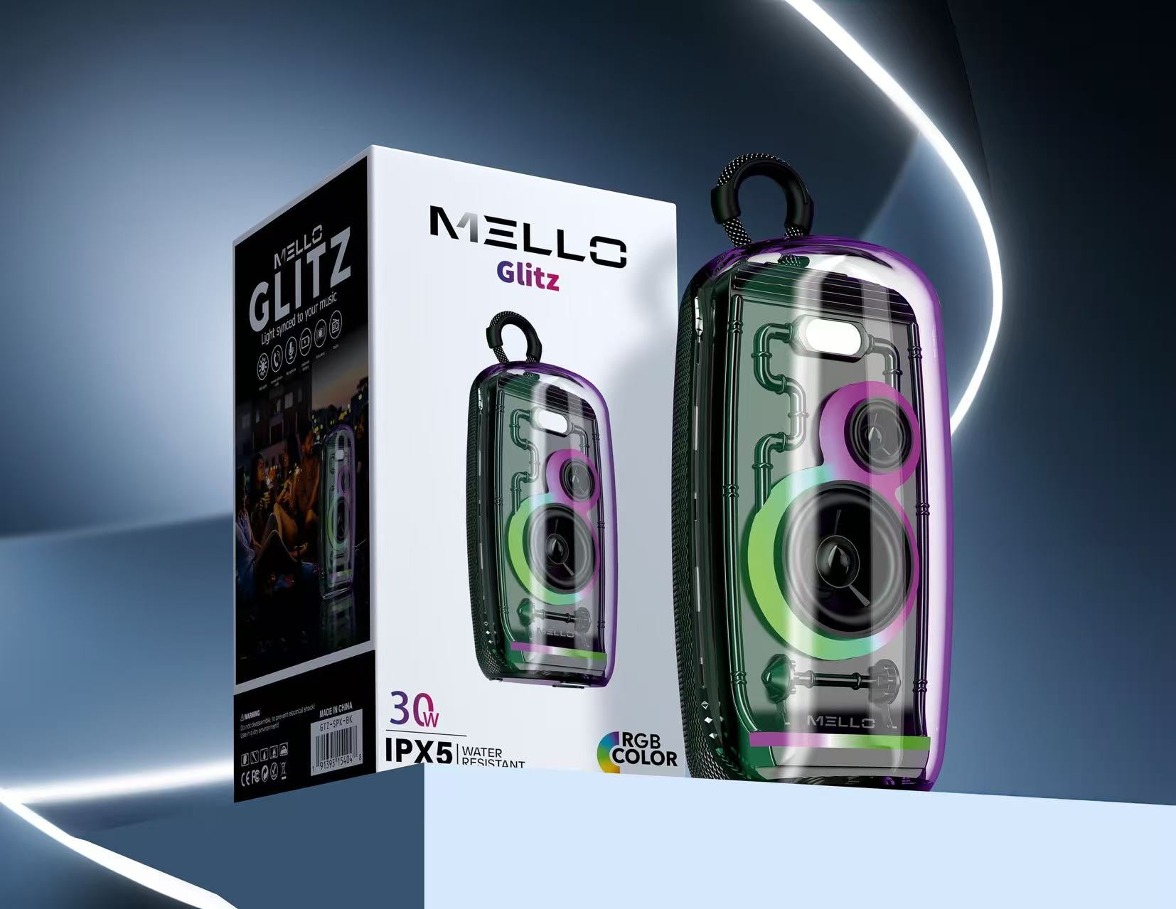 MELLO GLITZ 30 WATTS IPX5 PORTABLE SPEAKER