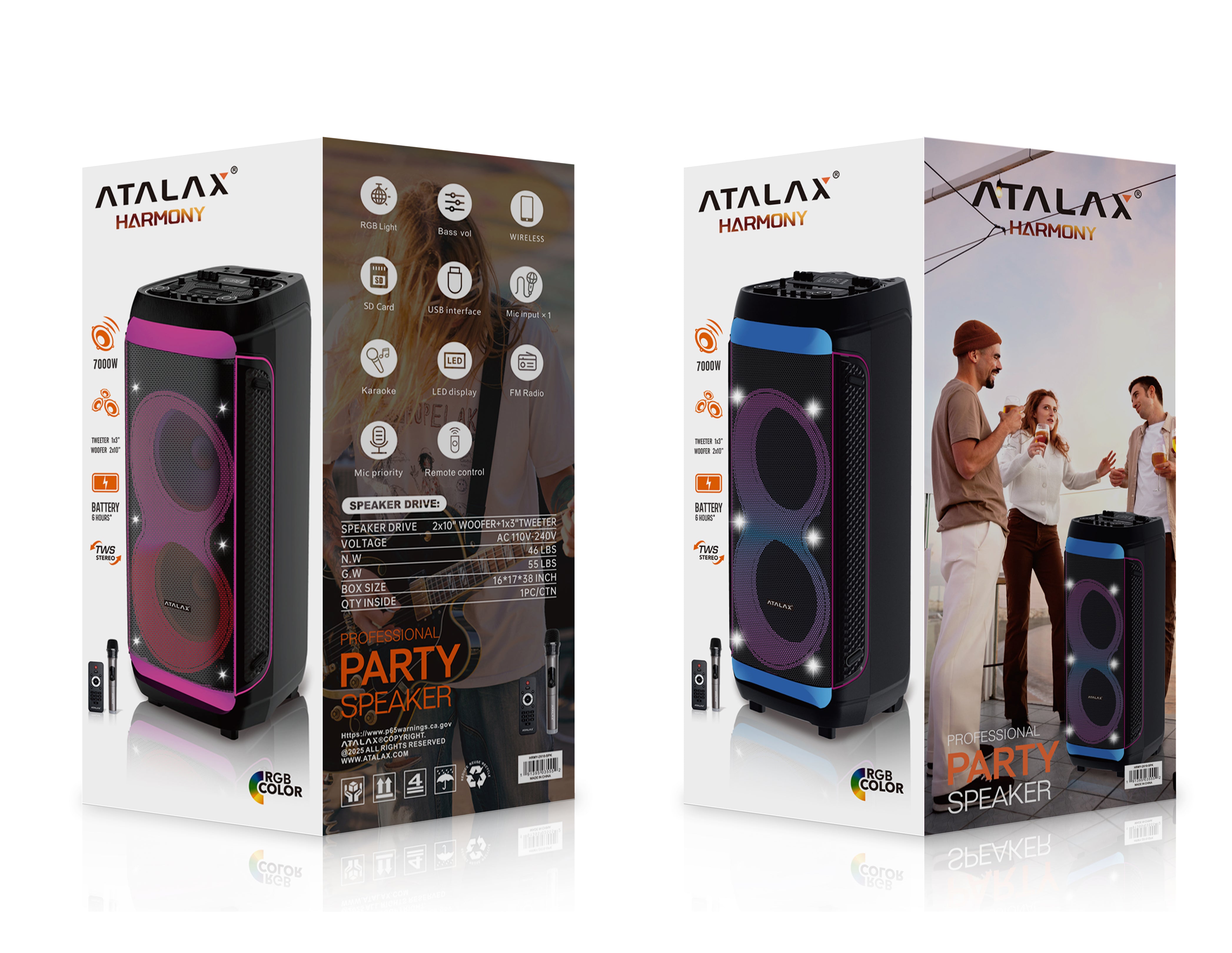 ATALAX HARMONY 2 X 10" INCH 7000 WATTS PARTY SPEAKER
