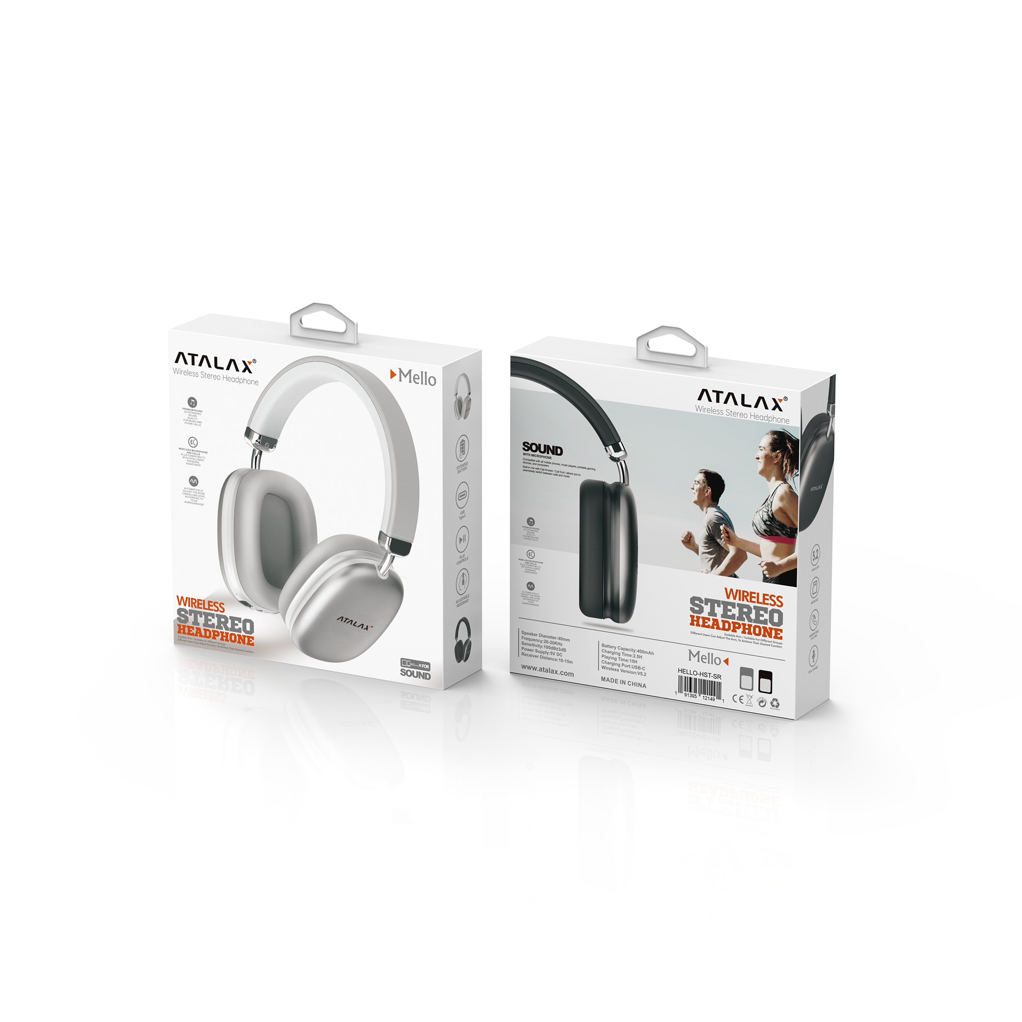MELLO WIRELESS STEREO HEADPHONES WHITE