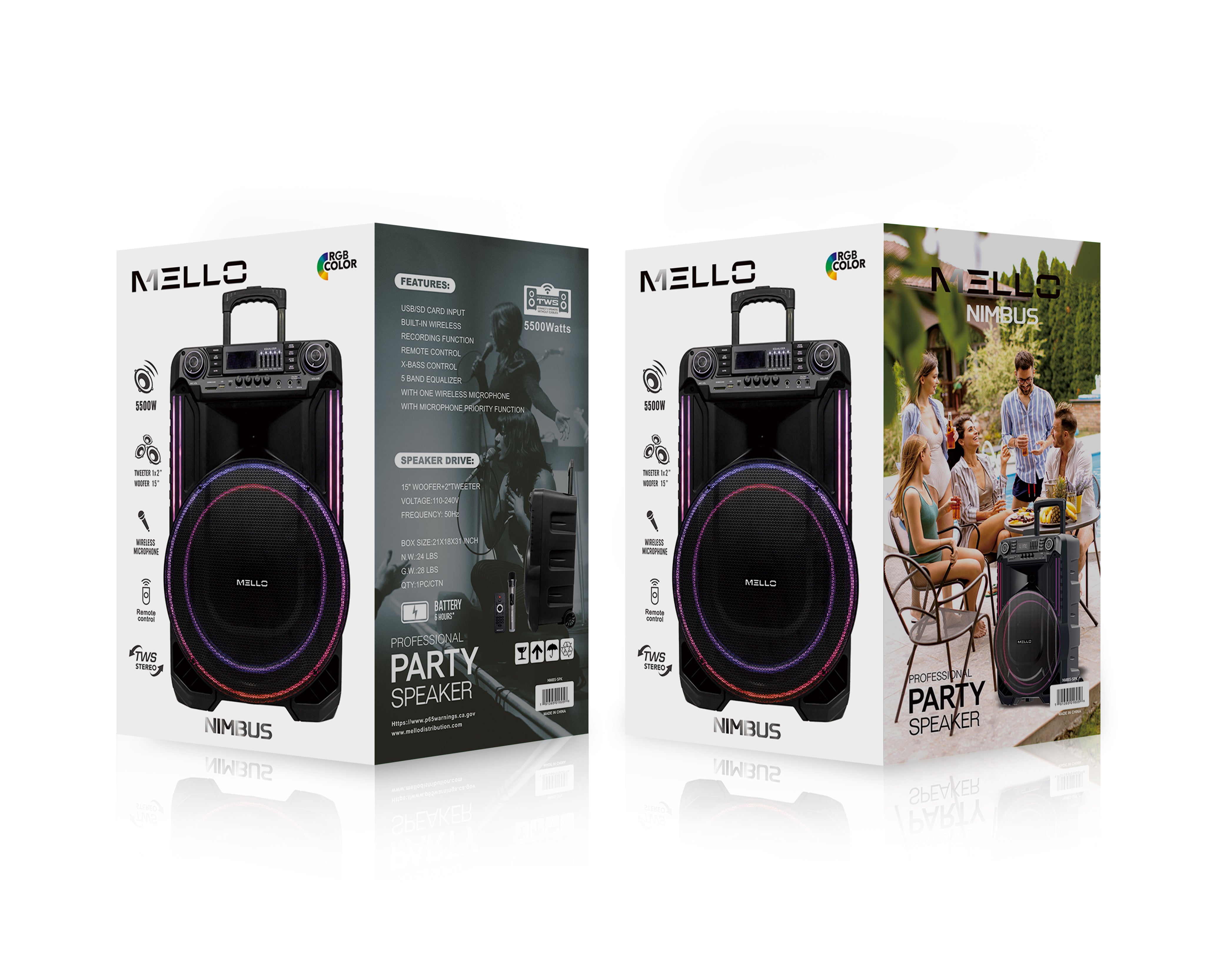 MELLO NIMBUS 15" INCH 5500 WATTS PARTY SPEAKER