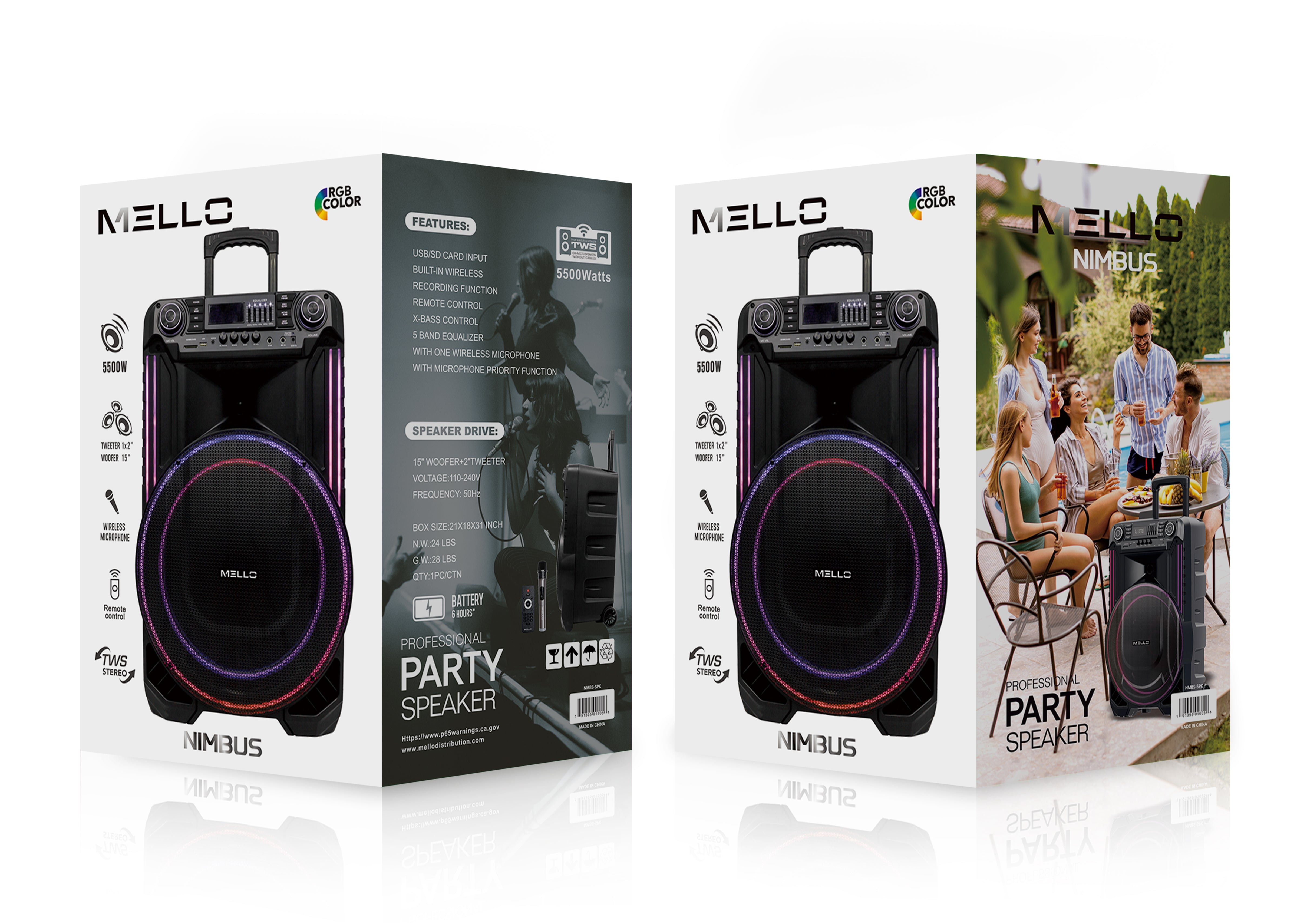 MELLO NIMBUS 15" INCH PARTY SPEAKER