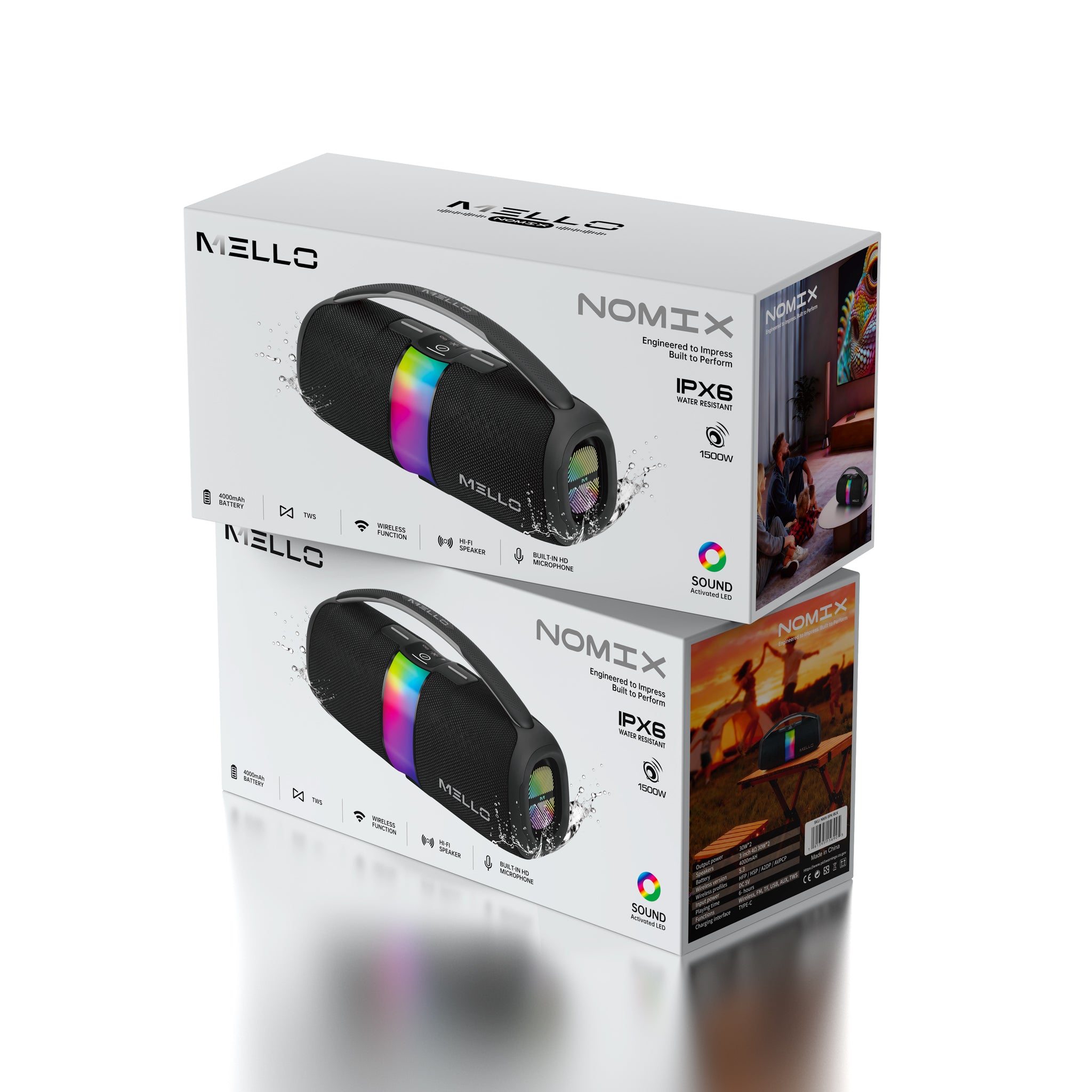 MELLO NOMIX 1500 WATTS PORTABLE WIRELESS SPEAKER BLACK