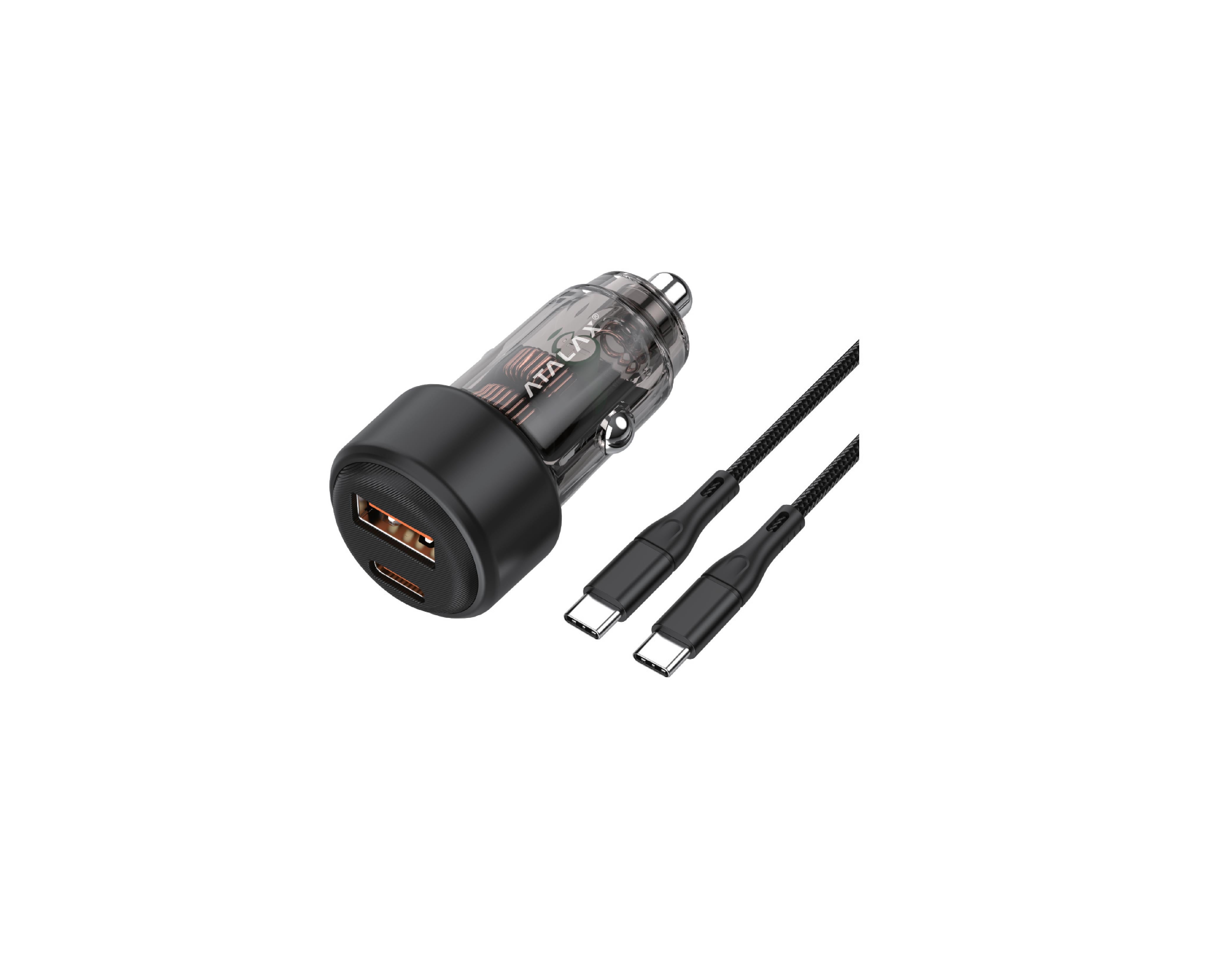 ATALAX SURGEMAX C9 65W PD/USB CAR CHARGER TYPE-C 3FT BLACK