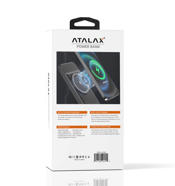 ATALAX X102B POWER BANK WIRELESS 10000 MAh BLACK