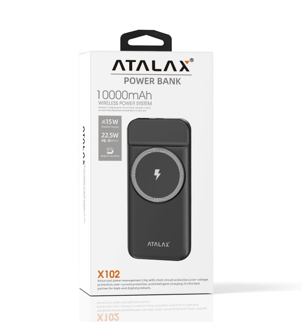 ATALAX X102B POWER BANK WIRELESS 10000 MAh BLACK