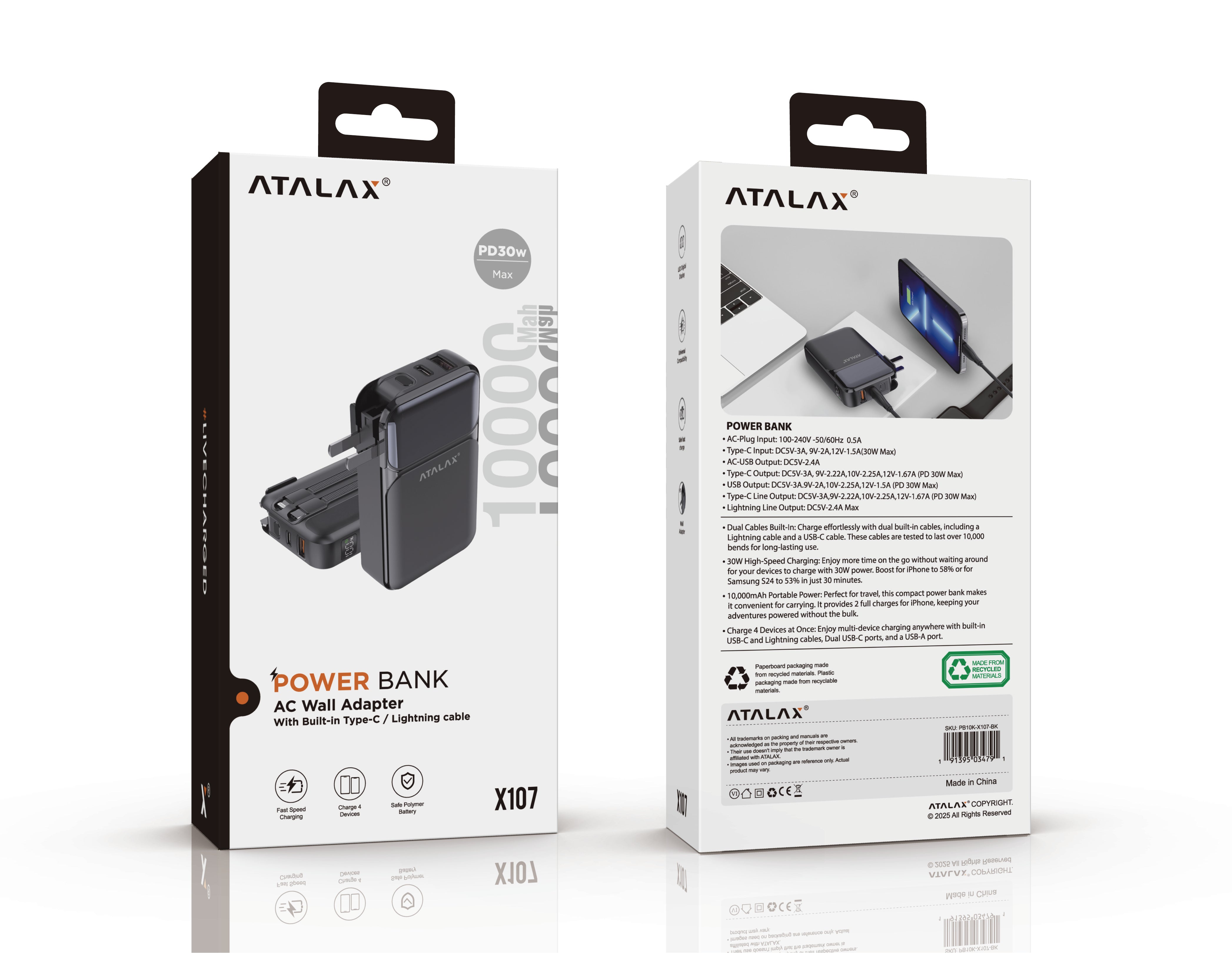 X107 AC WALL ADAPTER POWER BANK