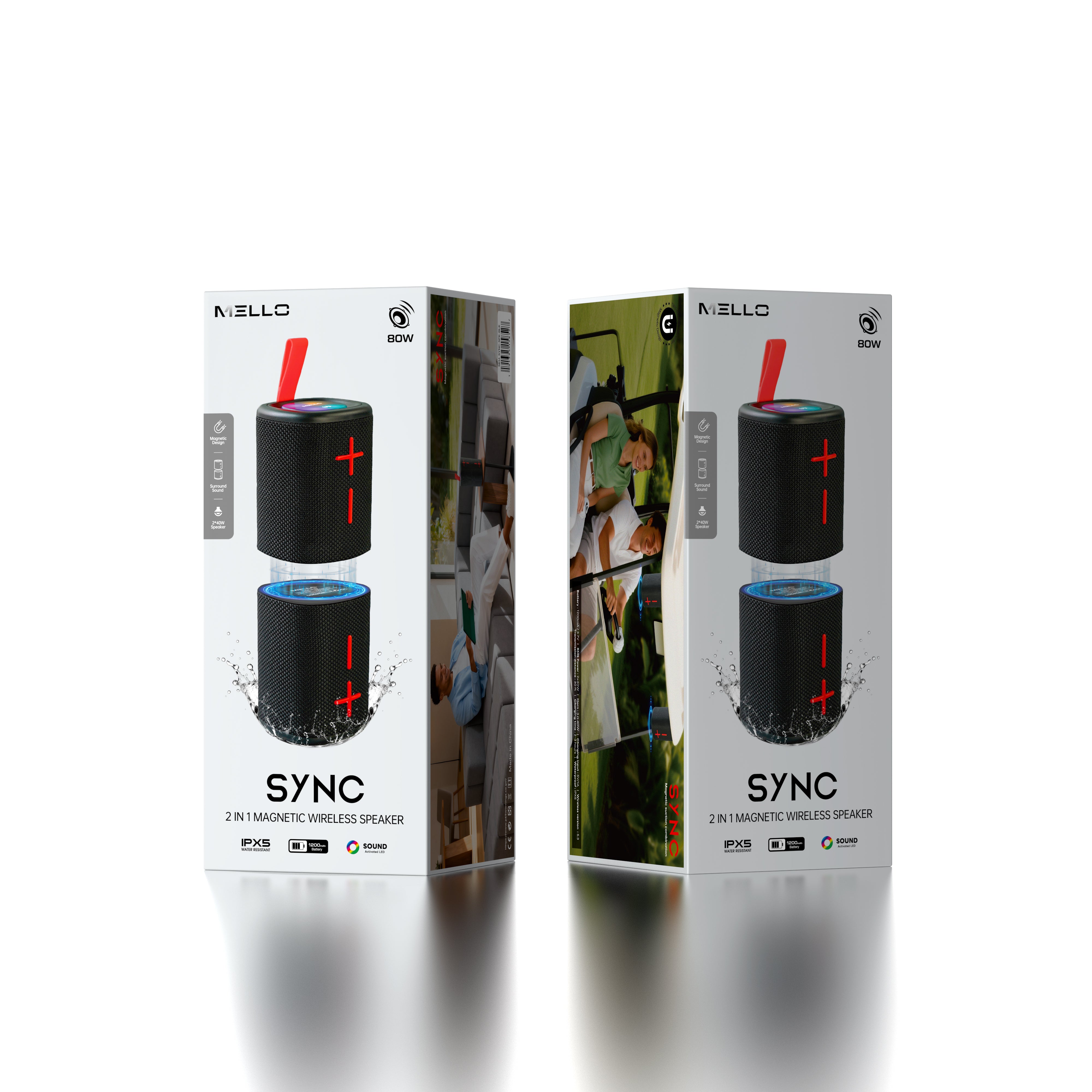 MELLO SYNC 100 WATTS 2IN1 MAGNETIC PORTABLE SPEAKER BLACK