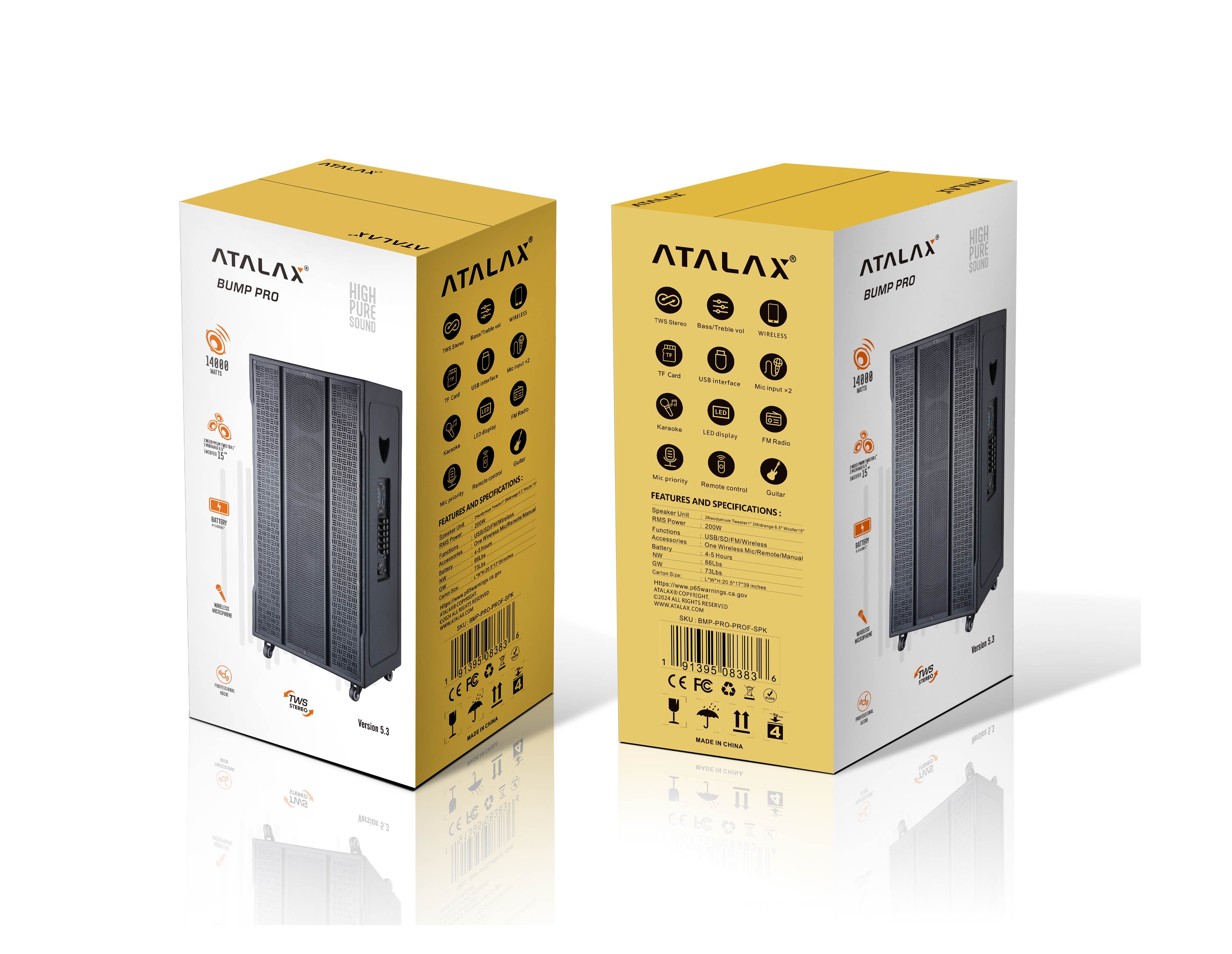 ATALAX BUMP PRO 15" 14000 WATTS PARTY SPEAKER