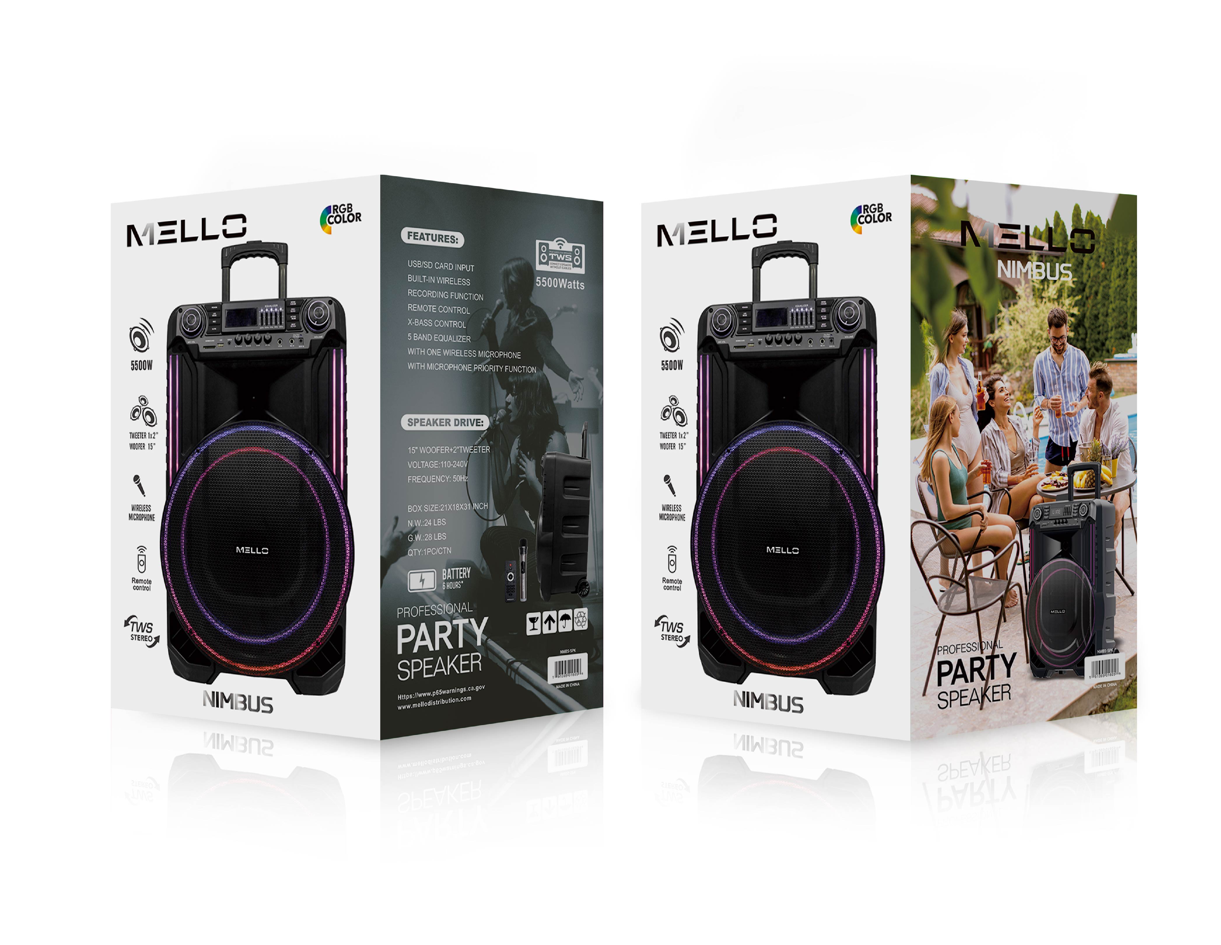 MELLO NIMBUS 15" INCH PARTY SPEAKER