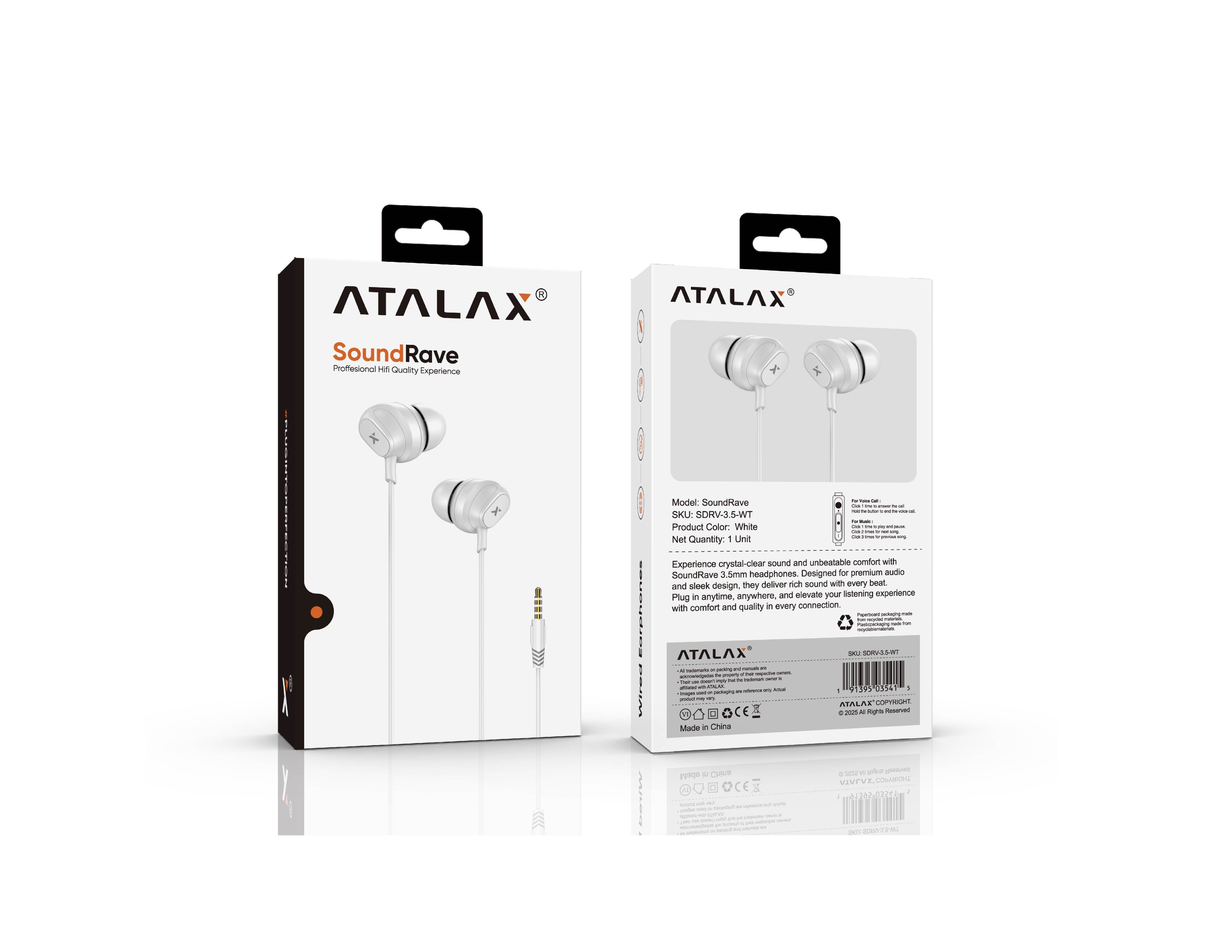 ATALAX SOUNDRAVE 3.5 HANDSFREE WHITE