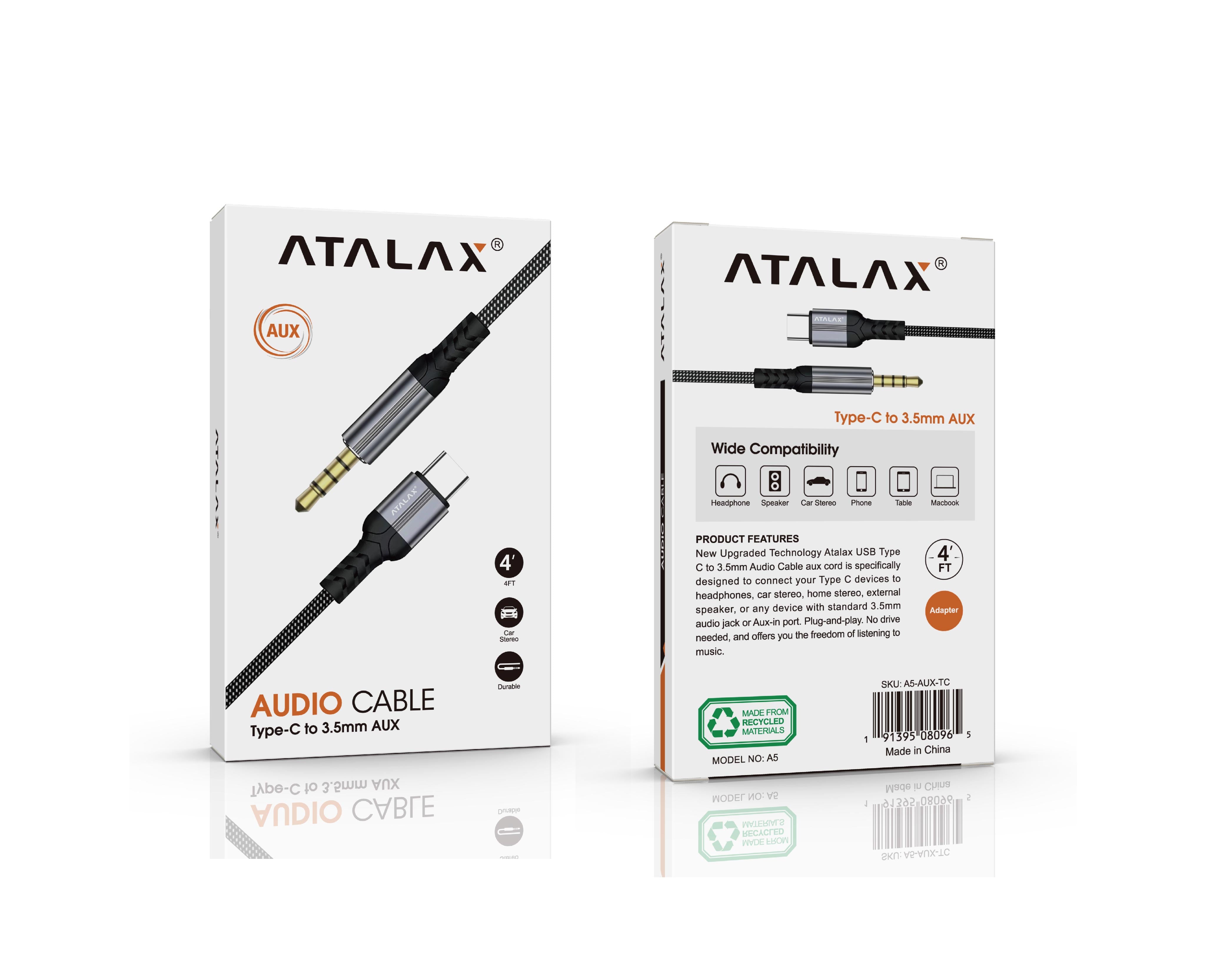 ATALAX A5 AUXILIARY 3.5 MM TO TYPE-C 4FT
