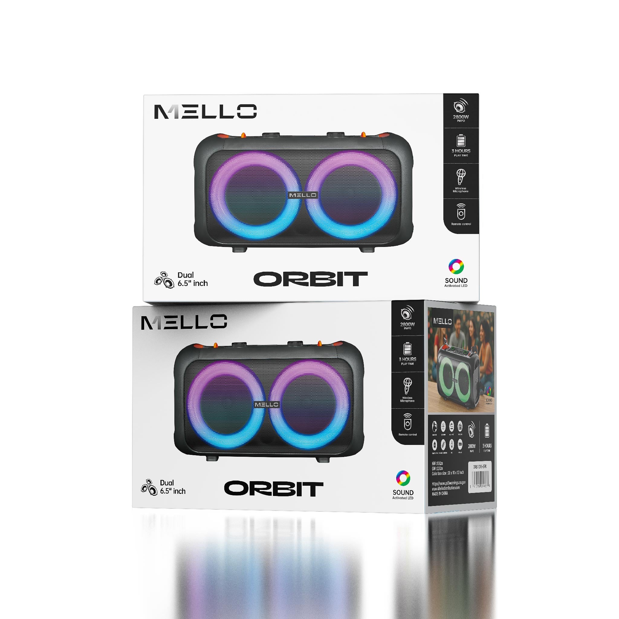 MELLO ORBIT 2 X 6.5" INCH 2800 WATTS SPEAKER WITH STRAP