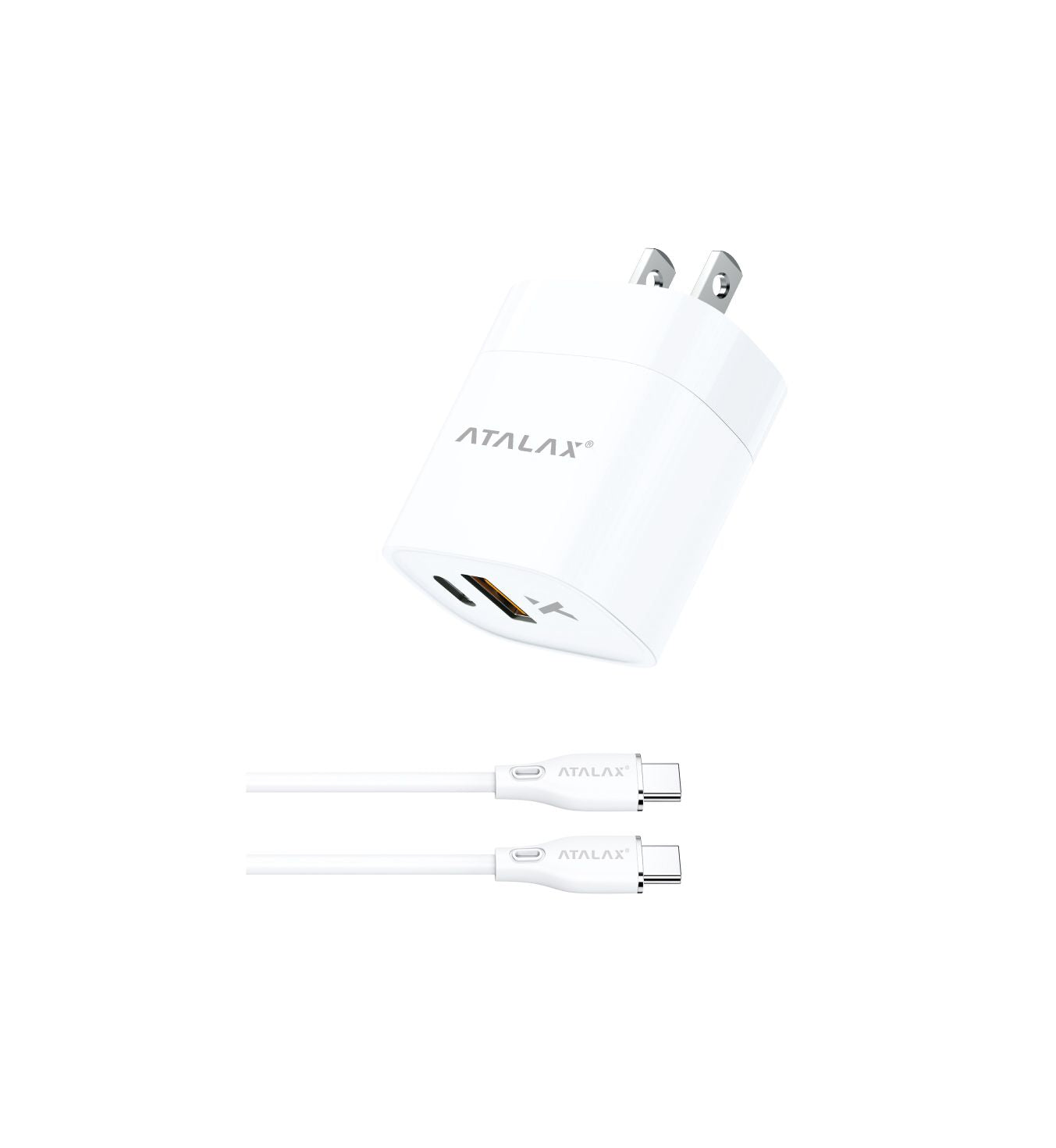 ATALAX SURGEMAX X10 30W DUAL WALL CHARGER TYPE-C 5FT WHITE