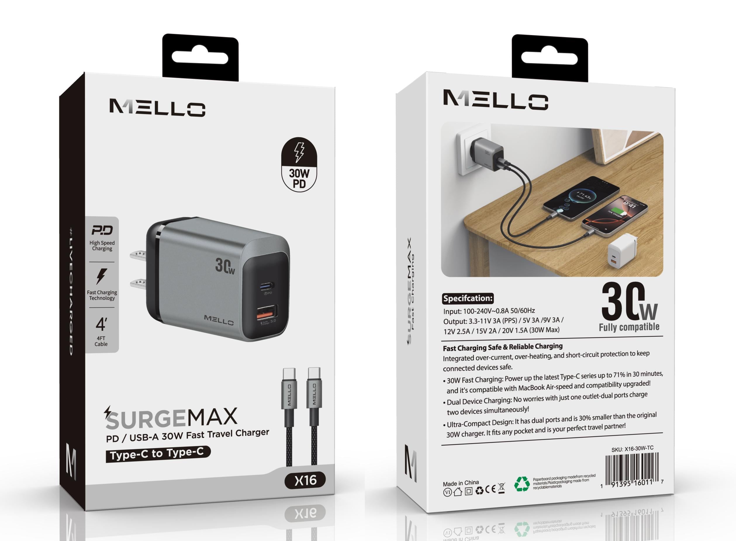 MELLO SURGEMAX X16 ADAPTER 30W TYPE C