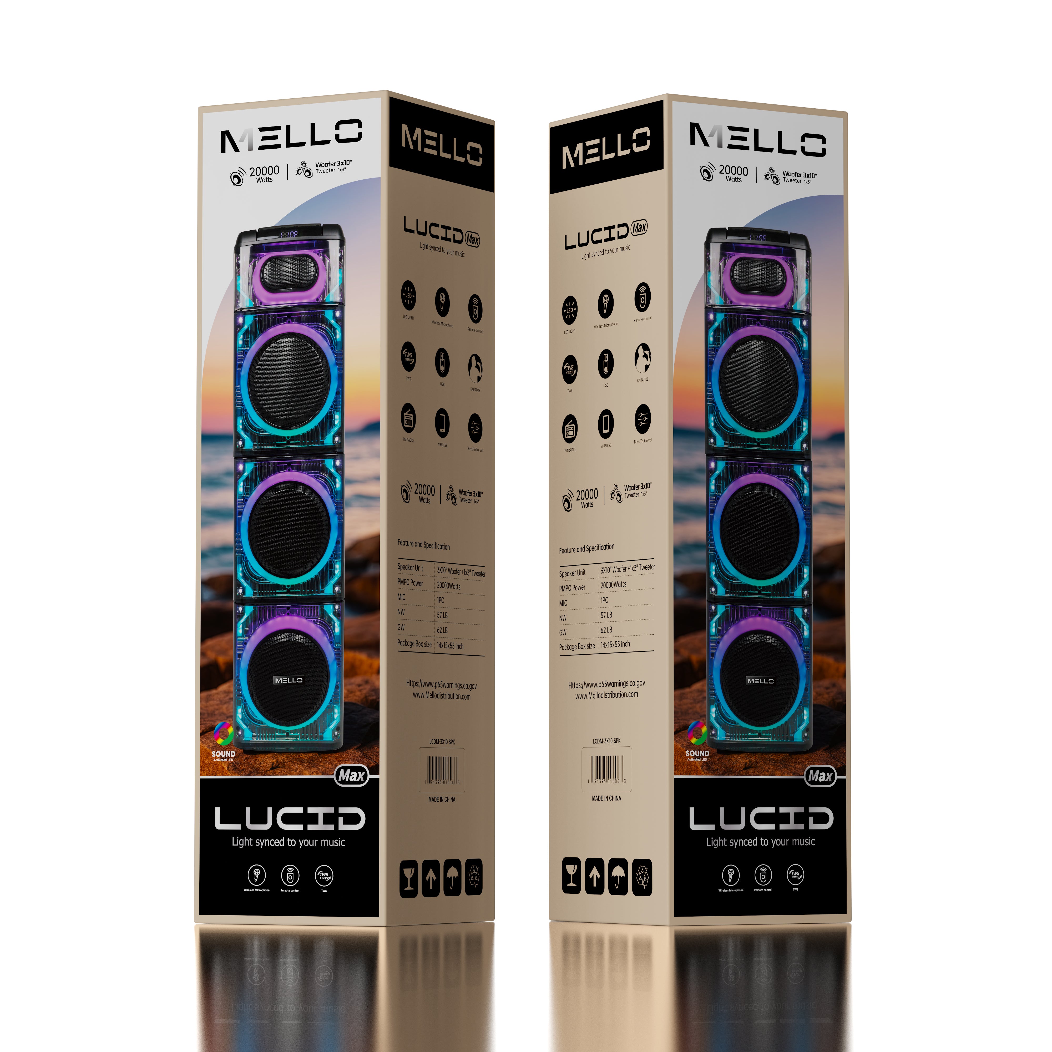 MELLO LUCID MAX 3 X 10" INCH 20000 WATTS  PARTY SPEAKER