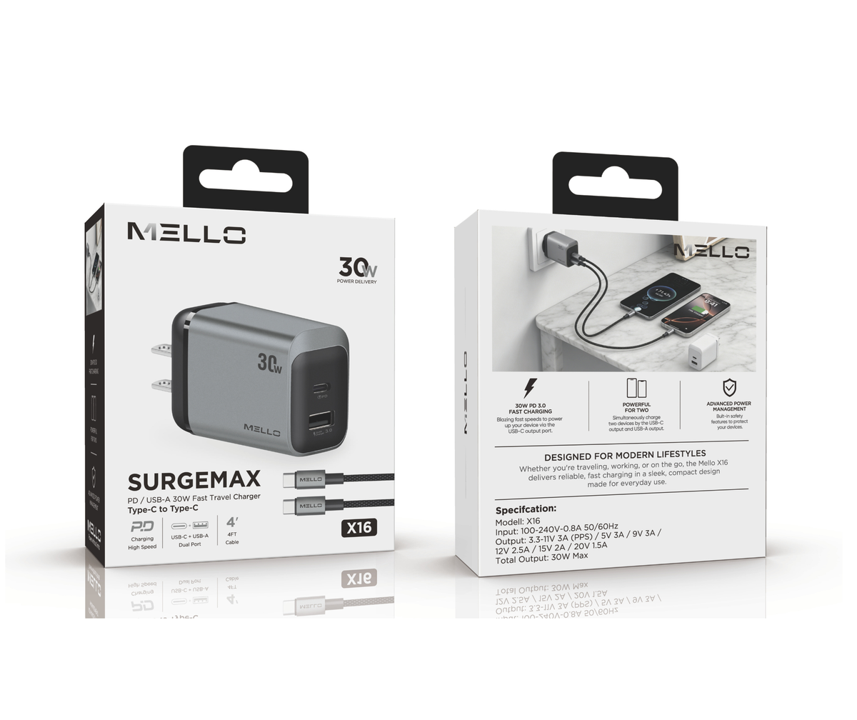 MELLO SURGEMAX X16 CHARGER 30W TYPE C