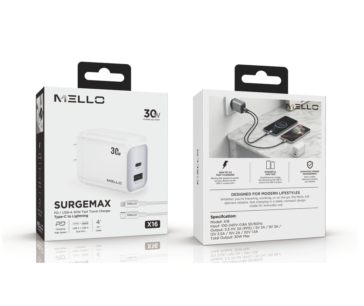 MELLO SURGEMAX X16 CHARGER 30W LIGHTNING