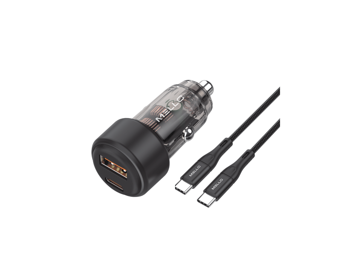MELLO C11 SURGEMAX 65W CAR CHARGER TYPE C TO TYPE C BLACK