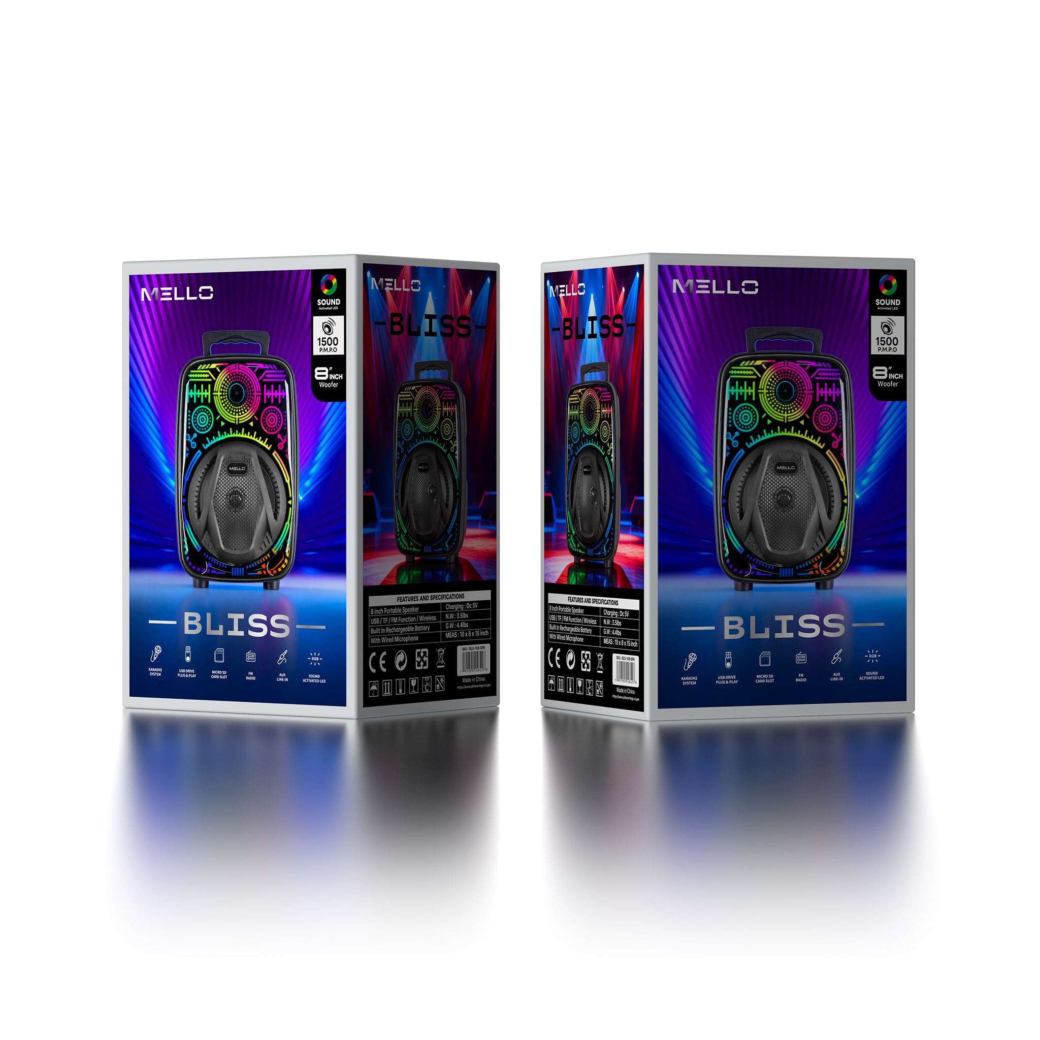 MELLO BLISS 8 INCH 1500 WATTS SPEAKER