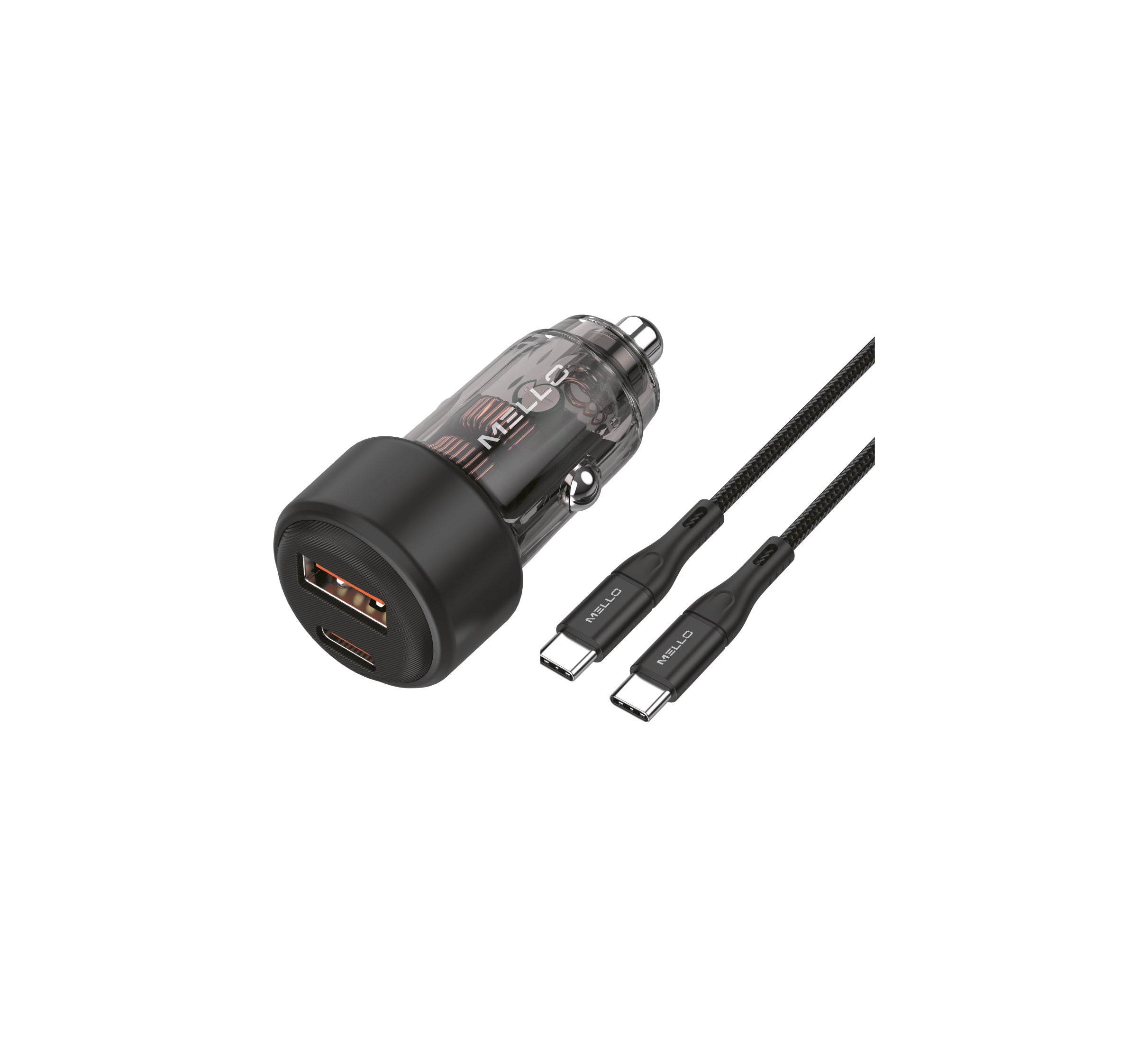 MELLO C11 SURGEMAX 65W CAR CHARGER TYPE C TO TYPE C BLACK
