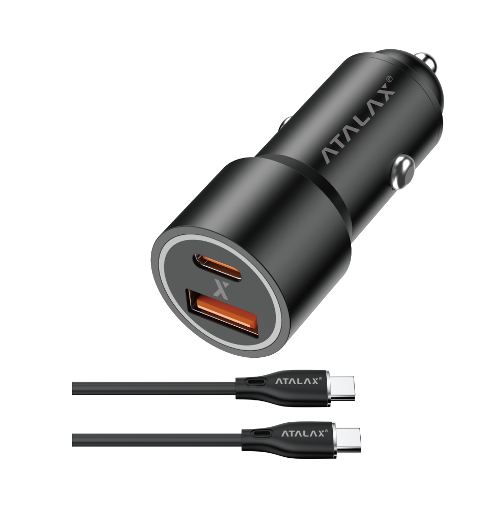 C7 Car Charger Dual PD/USB-A 38W Fast Charger with Type C to C Cable