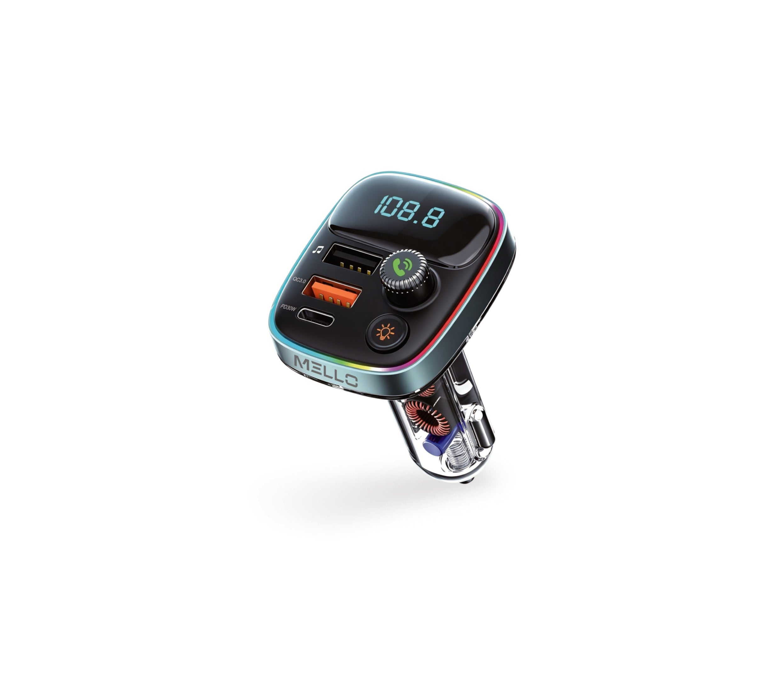 MELLO SURGEMAX F8 DUAL USB/PD FM TRANSMITTER BLACK