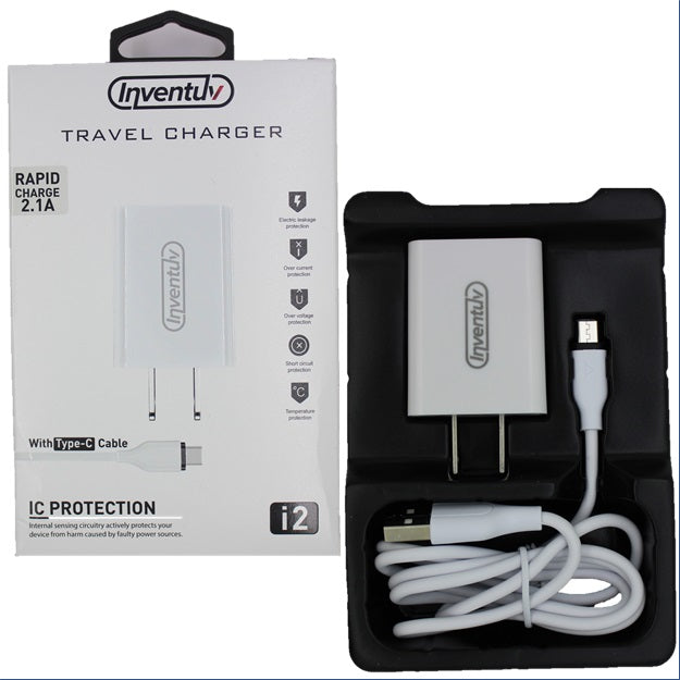 I2 Travel Charger with Type-C Cable (2.1Amp)