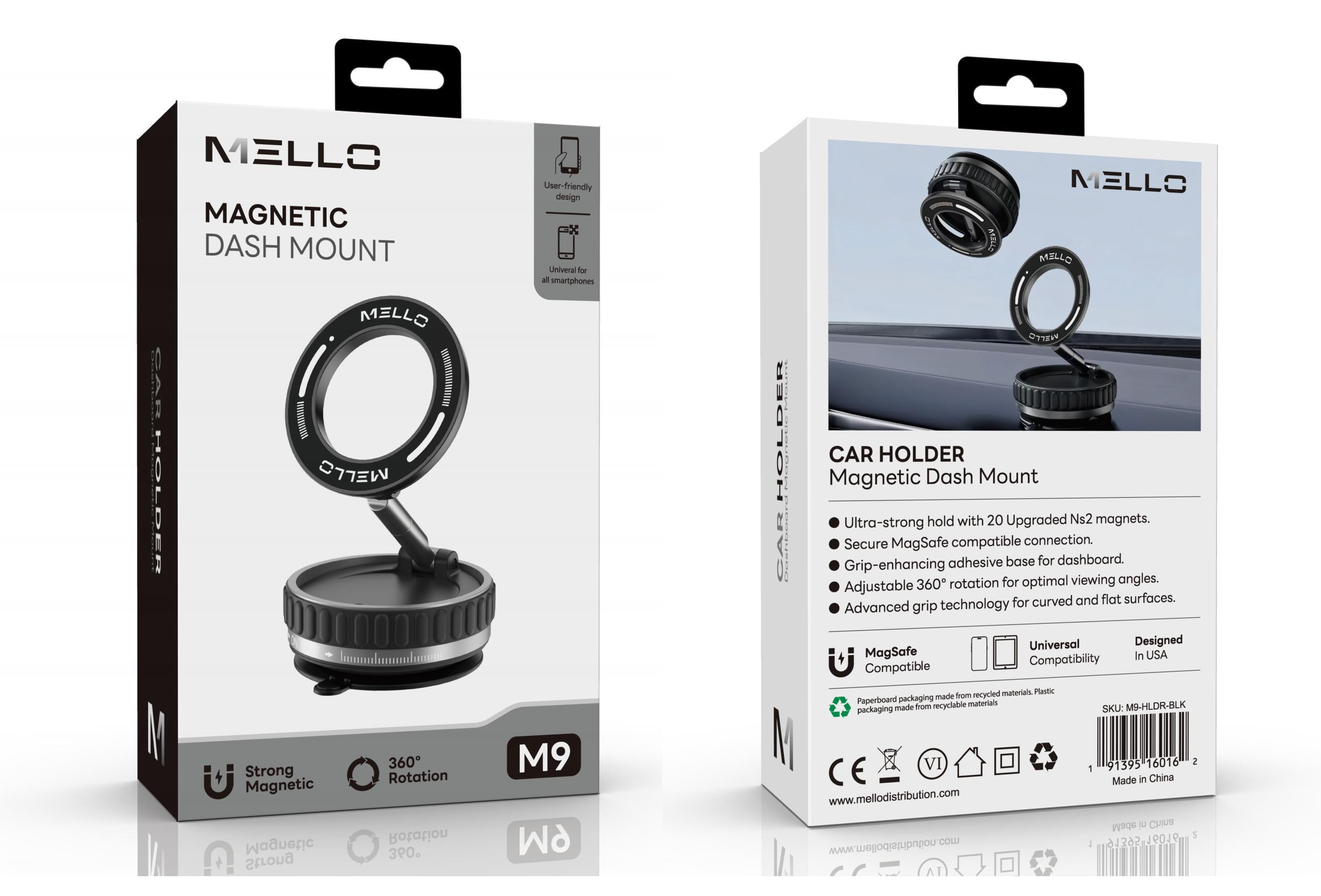 MELLO M9 MAGNETIC DASH MOUNT BLACK