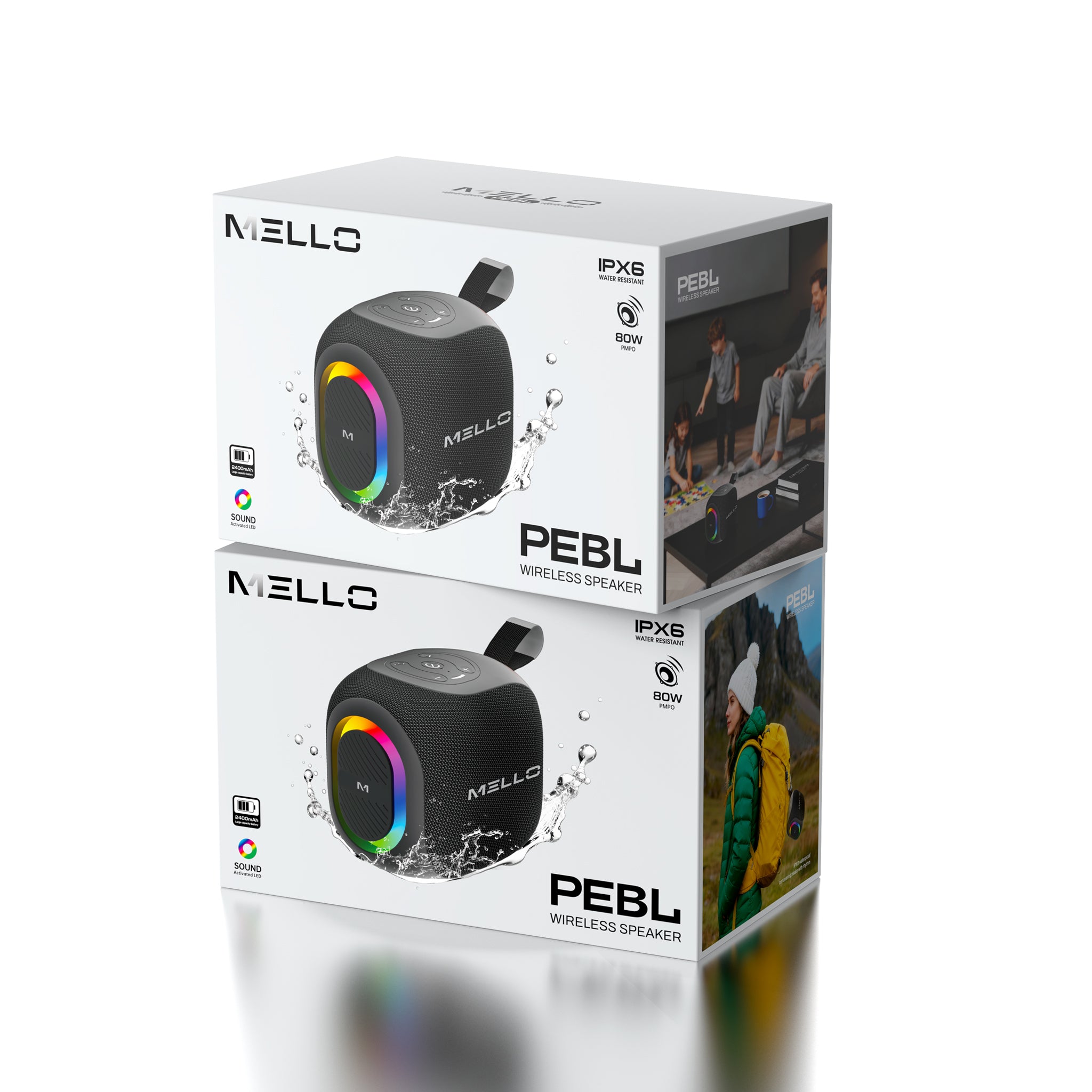 MELLO PEBL 80 WATTS PORTABLE WIRELESS SPEAKER BLACK