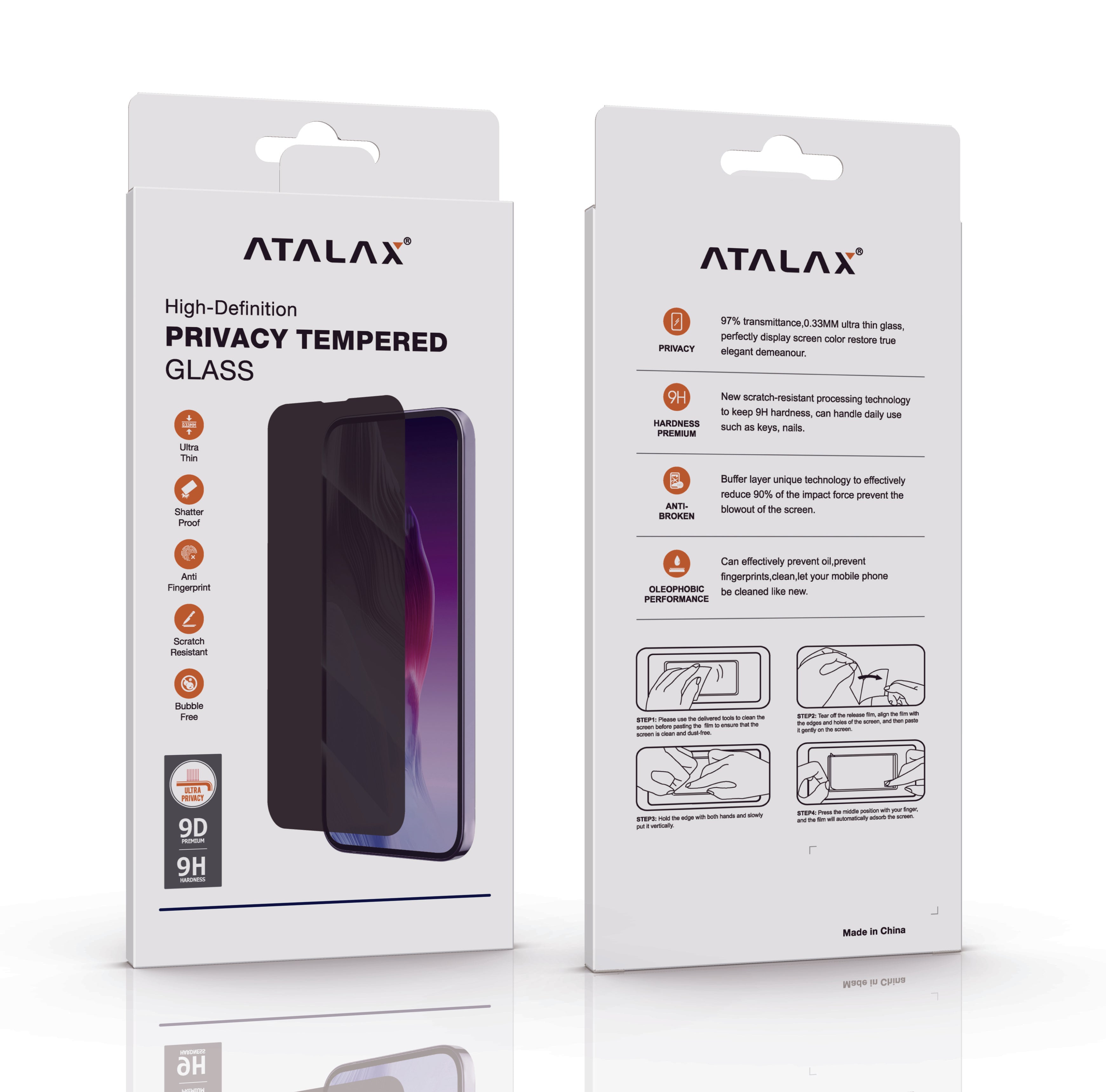 ATALAX IPHONE 16E TEMPER GLASS  PRIVACY