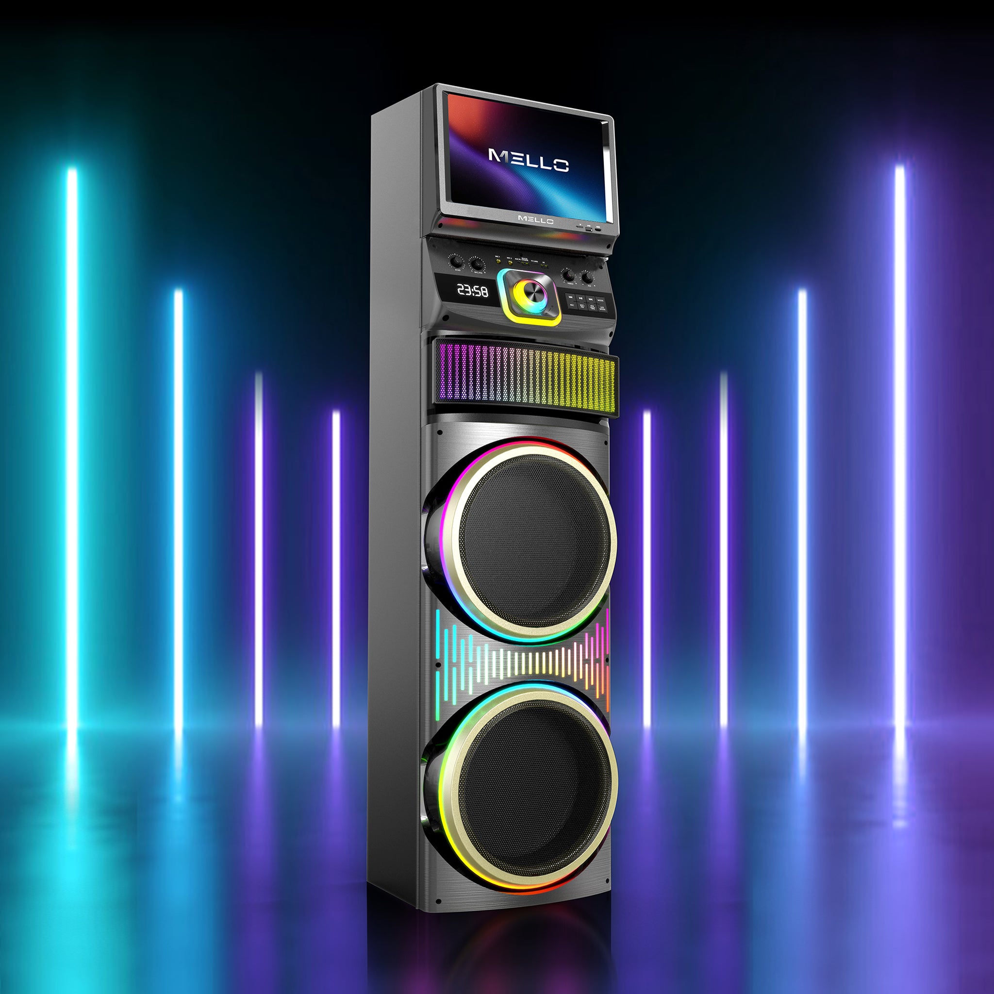 MELLO SIDESHOW PRO 2 X 12" INCH 12000 WATTS WITH 15.4" WIFI TOUCH SCREEN SPEAKER