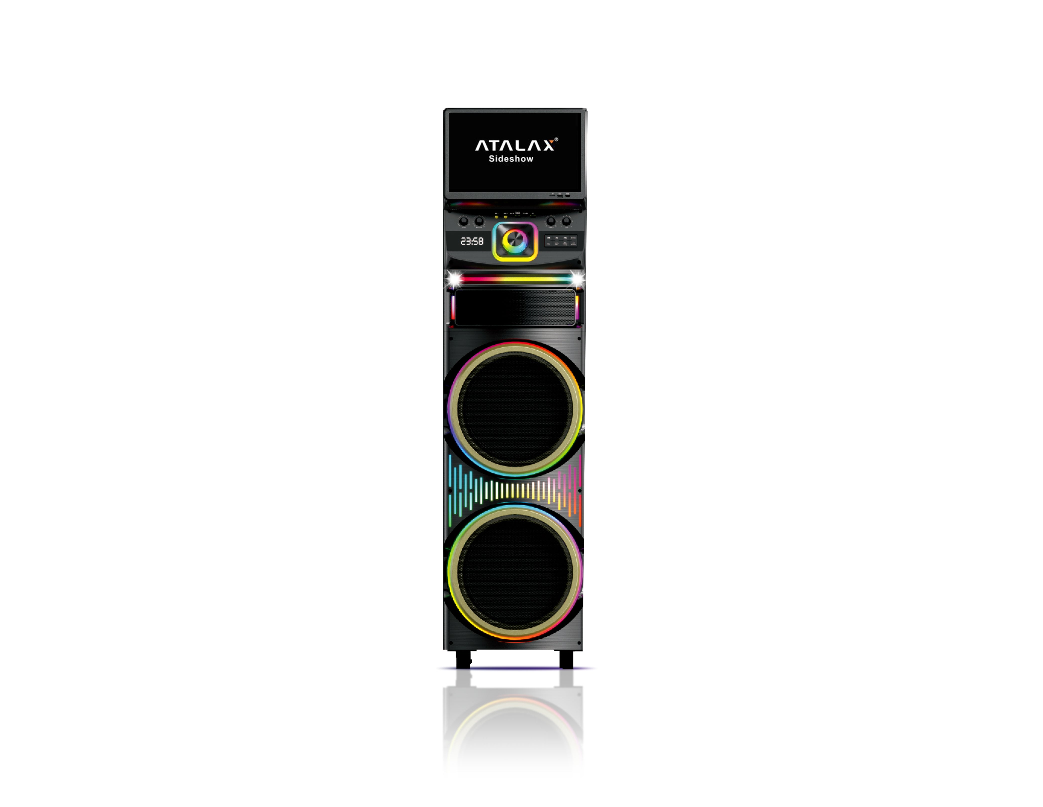 ATALAX SIDESHOW 2 X 12" INCH 12000 WATTS WITH 15.4" WIFI TOUCH SCREEN WITH LASER LIGHTS