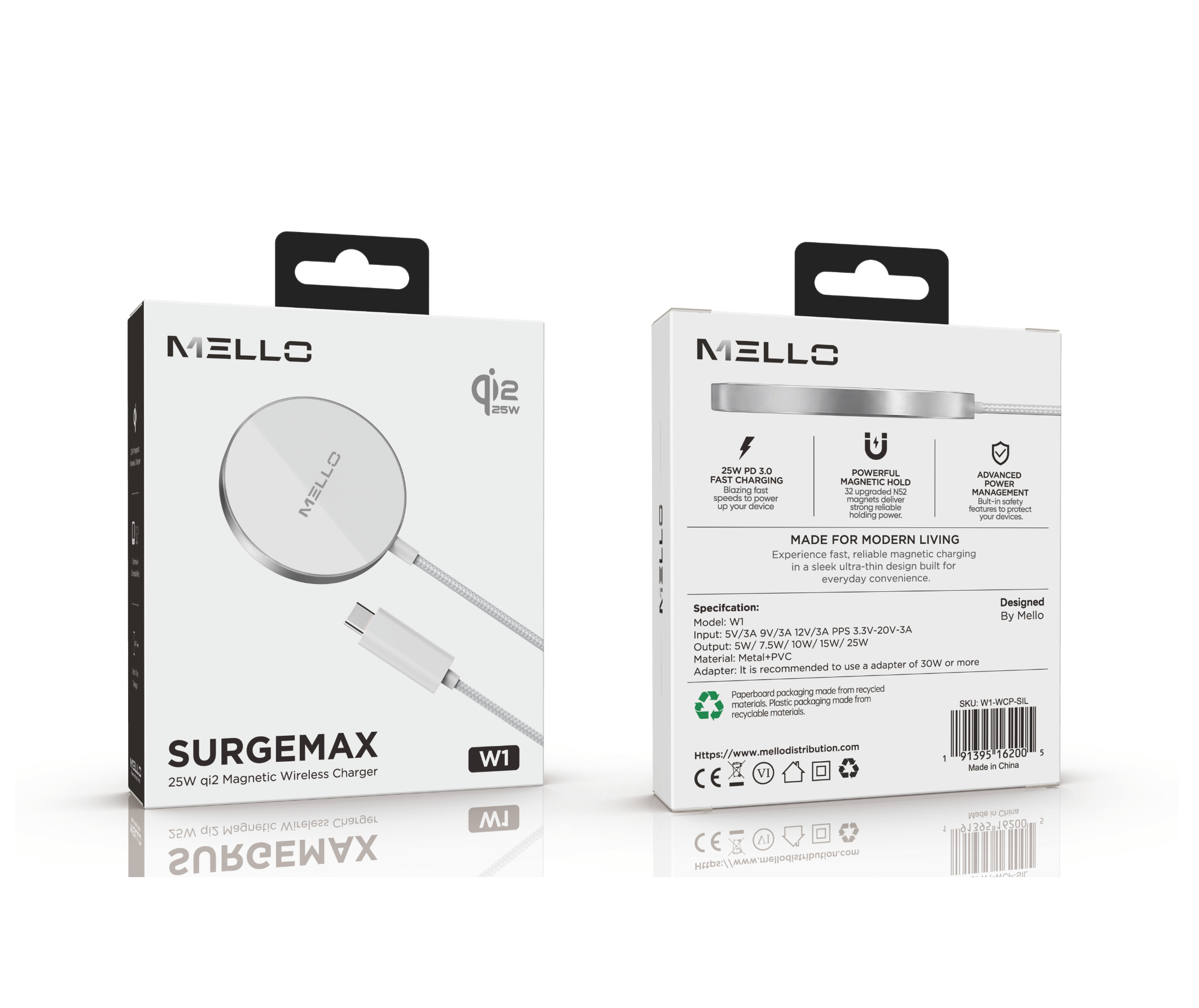 MELLO W1 WIRELESS CHARGING PAD SILVER