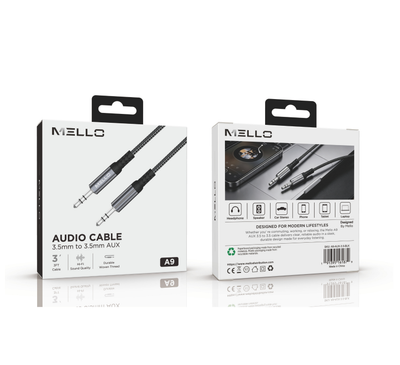 A9 AUX 3.5 TO 3.5 3 FEET CABLE BLACK