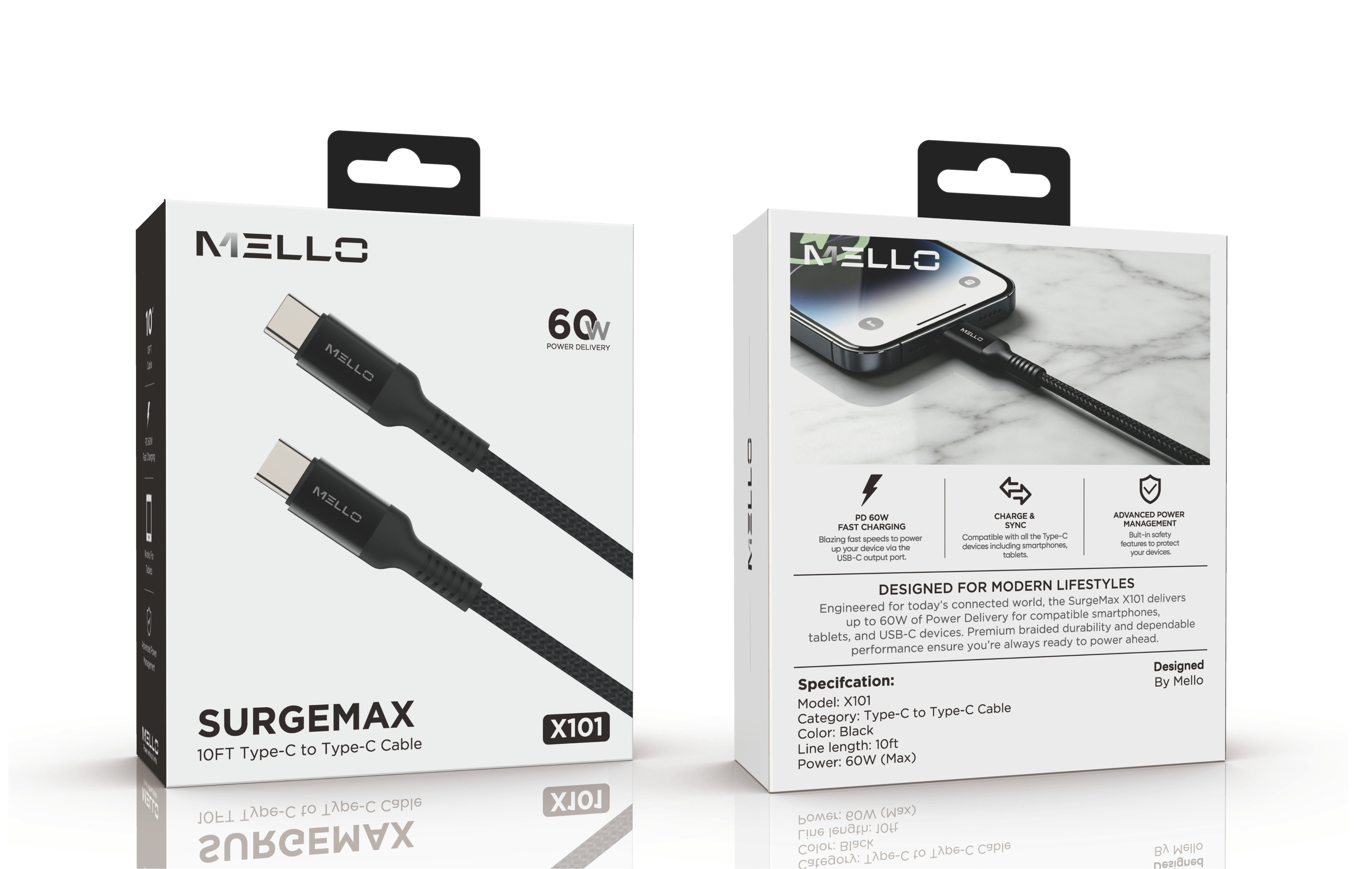 MELLO SURGEMAX X101 TYPE-C CABLE 10F BLACK