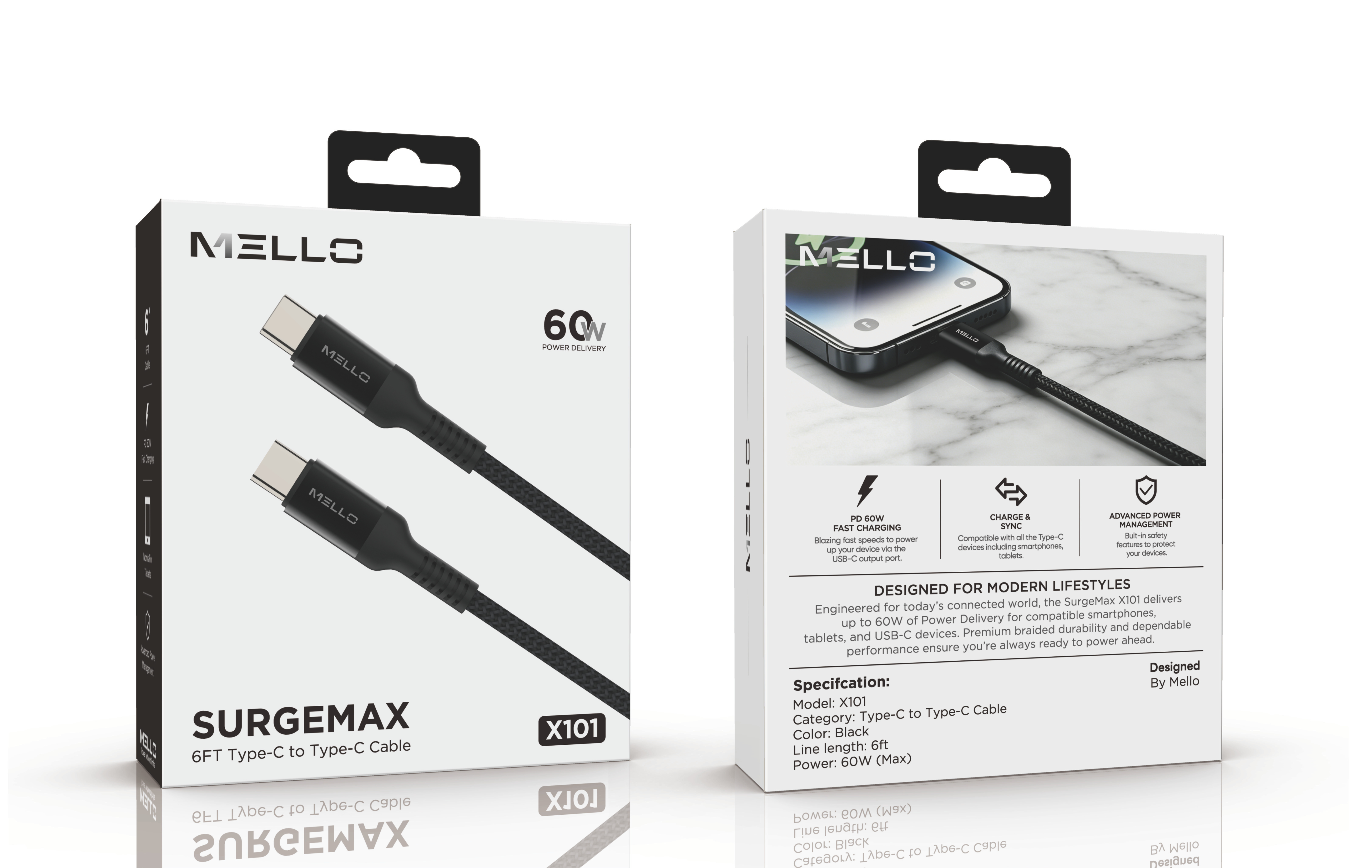 MELLO SURGEMAX X101 TYPE-C CABLE 6F BLACK