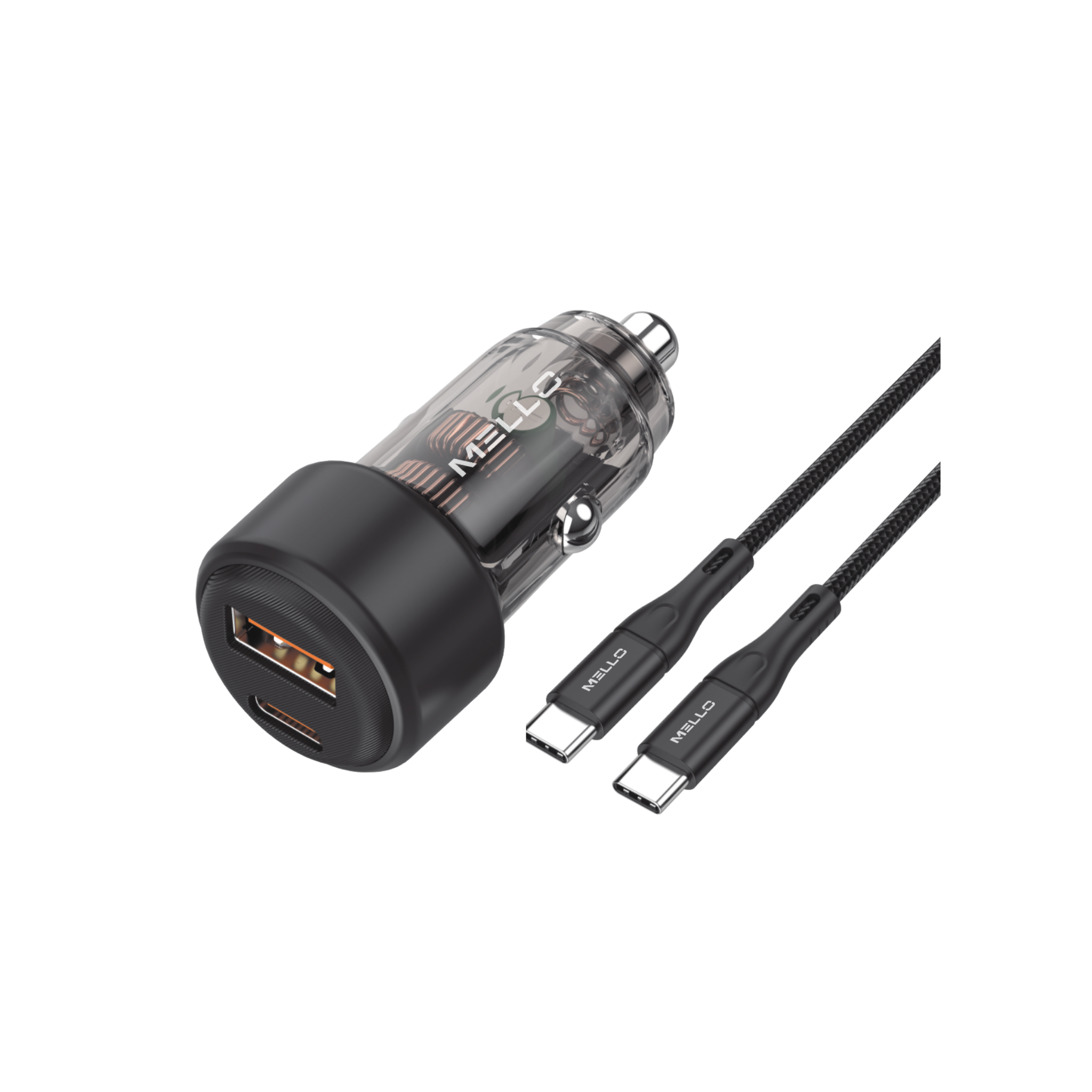 MELLO C11 SURGEMAX 65W CAR CHARGER TYPE C TO TYPE C BLACK
